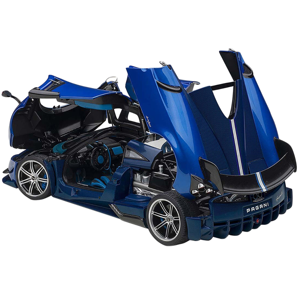 Pagani Huayra Bc Blu Francia / Candy Blue Metallic With Carbon Accents 1/18 Model Car By Autoart