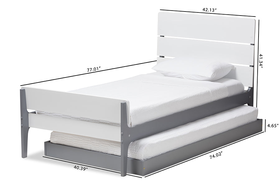 Baxton Studio Nereida Modern Classic Mission Style White And Grey-Finished Wood Twin Platform Bed