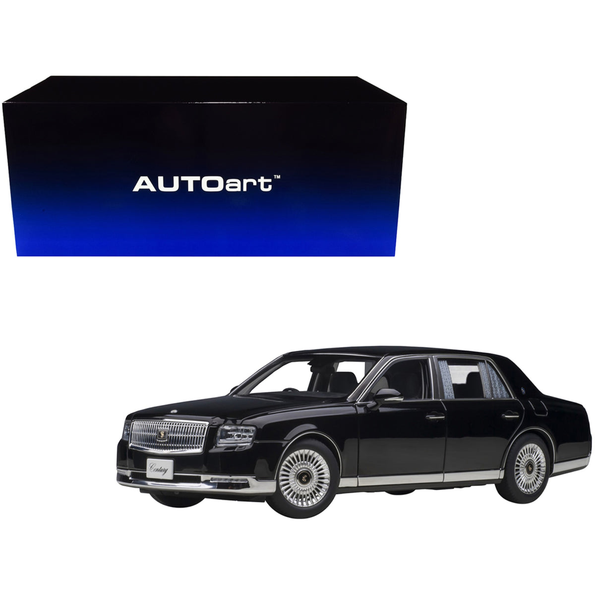 Toyota Century With Curtains Rhd (Right Hand Drive) Black Special Edition 1/18 Model Car By Autoart