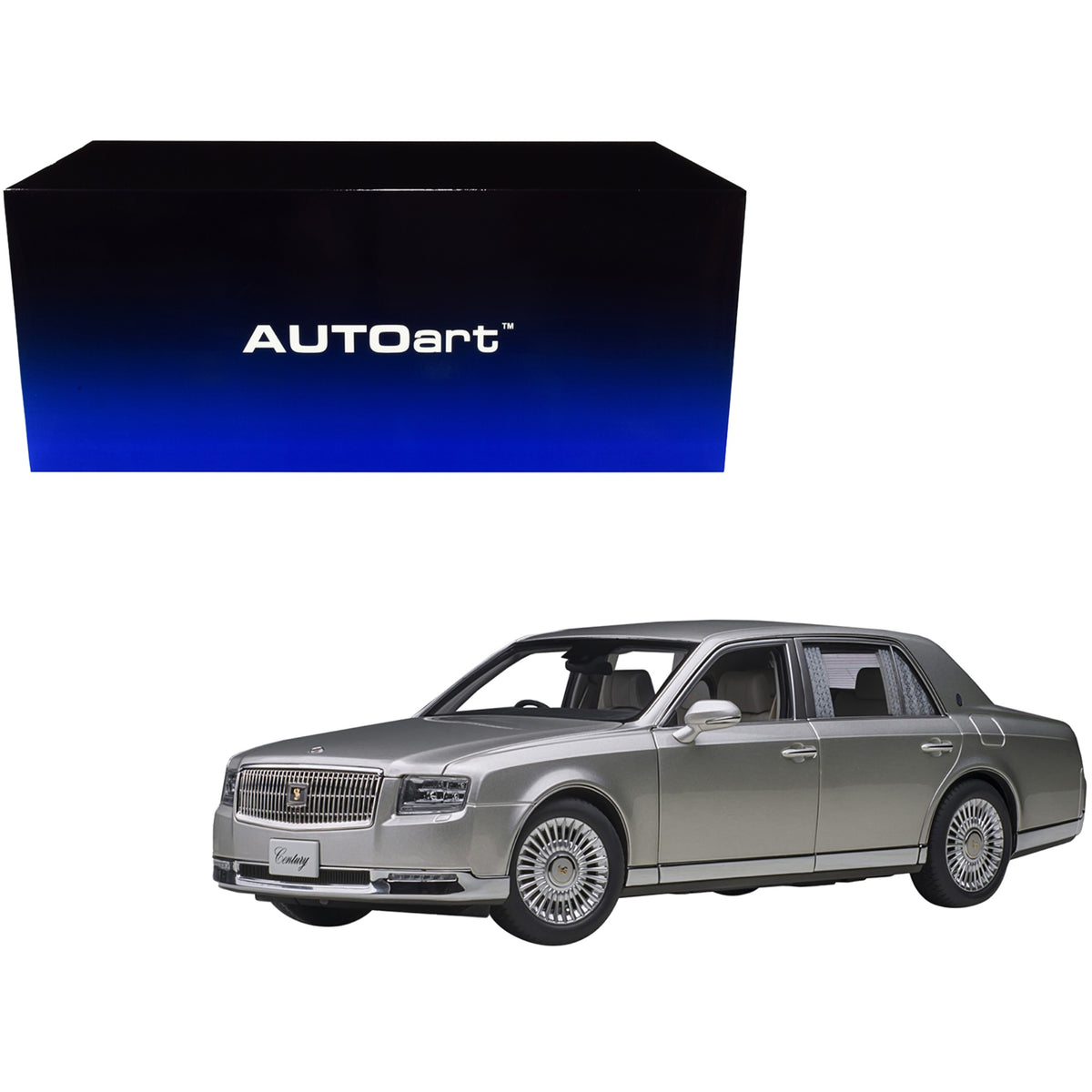 Toyota Century With Curtains Rhd (Right Hand Drive) Silver Special Edition 1/18 Model Car By Autoart