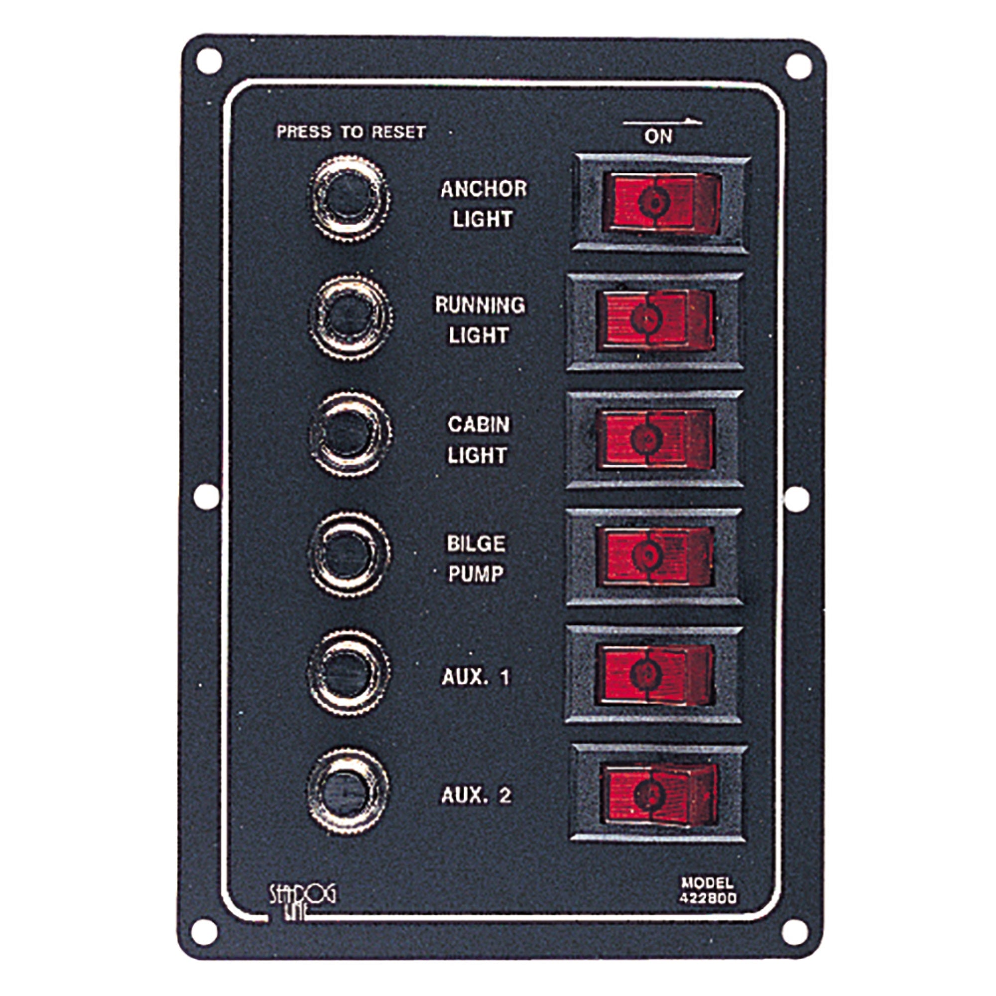Sea Dog Aluminum Circuit  Breaker Panel Six Circut