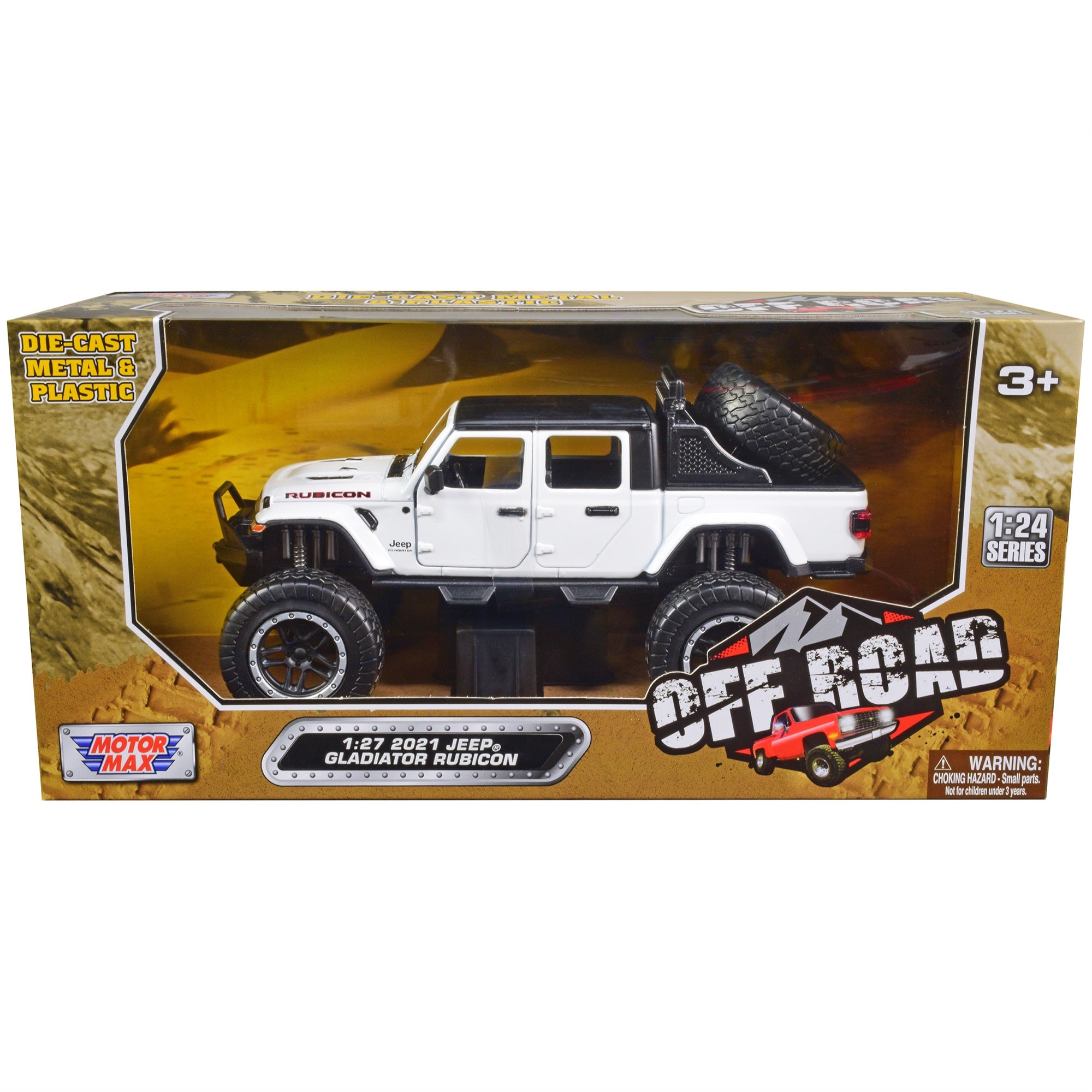 2021 Jeep Gladiator Rubicon Off-Road Pickup Truck White With Black Top 'Off Road' Series 1/27 Diecast Model Car By Motormax