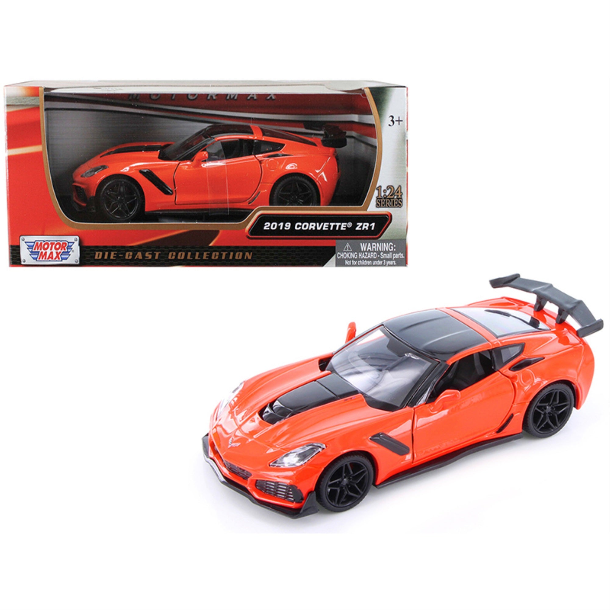 2019 Chevrolet Corvette Zr1 Orange With Black Accents 1/24 Diecast Model Car By Motormax