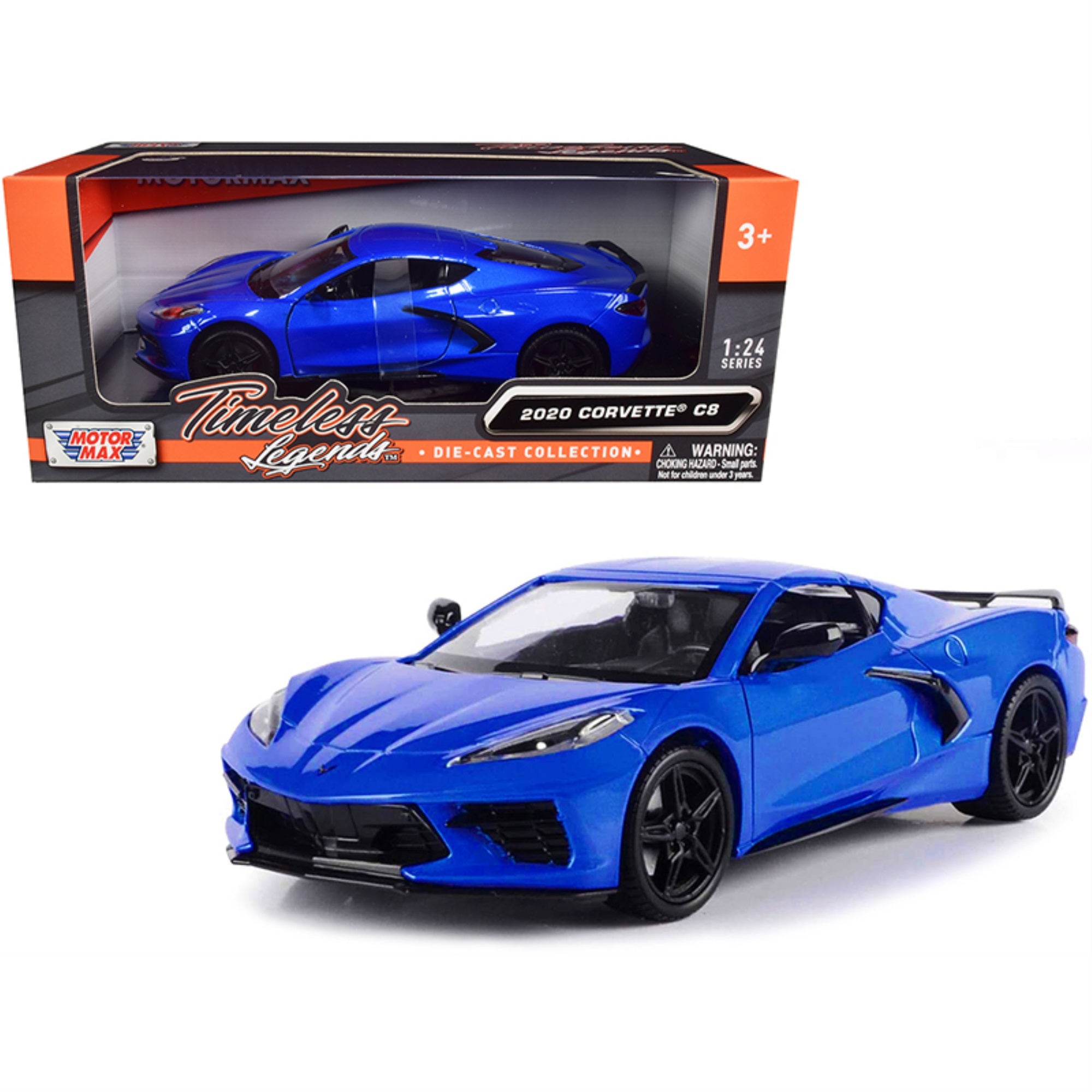 2020 Chevrolet Corvette C8 Stingray Blue Metallic 'Timeless Legends' 1/24 Diecast Model Car By Motormax