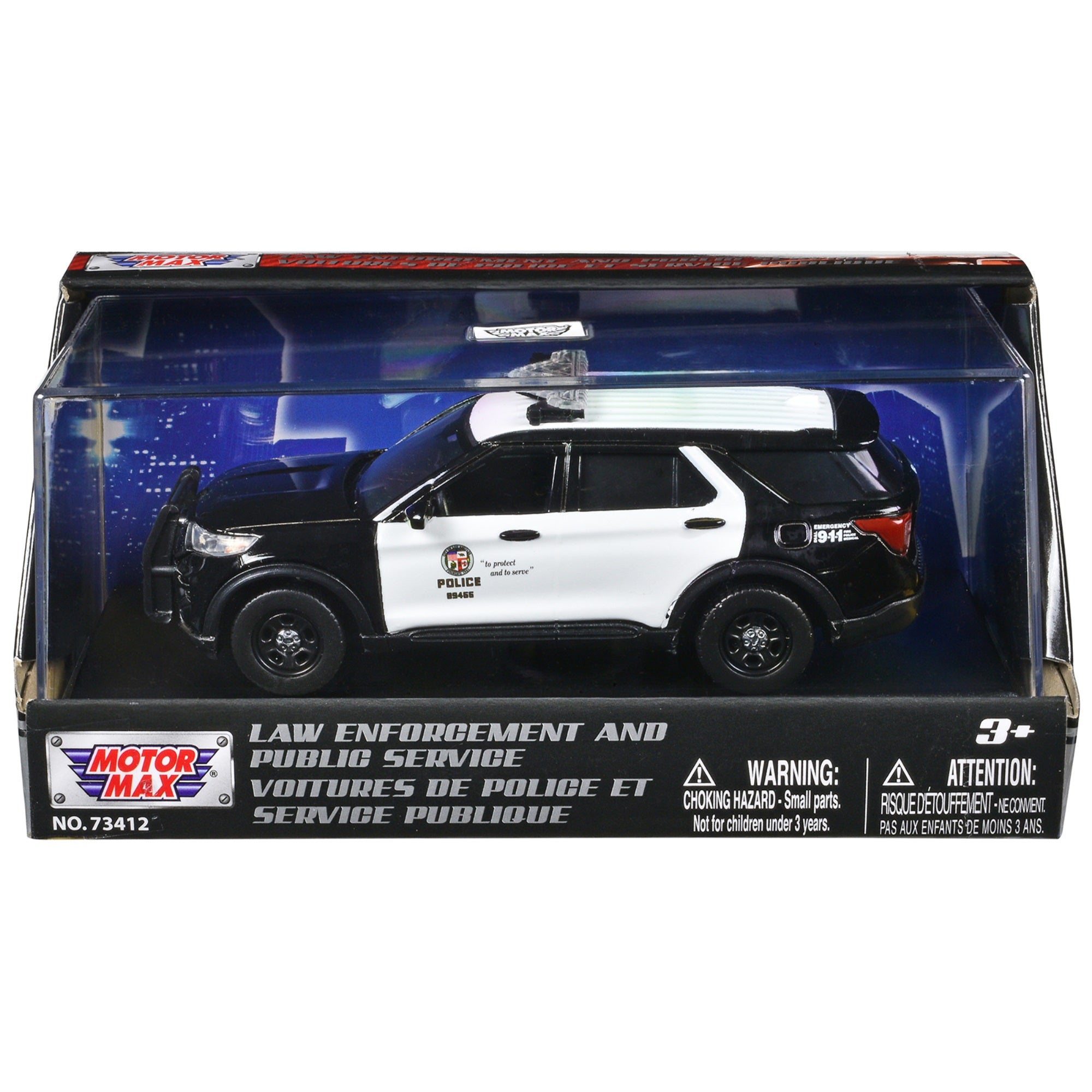 2022 Ford Police Interceptor Utility LAPD (Los Angeles Police Department)″ Black and White ?Law Enforcement and Public Service? Series 1/43 Diecast Model Car by Motormax