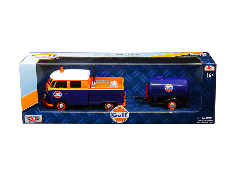 Volkswagen Service Pickup Truck With Plastic Oil Tank 'Gulf Oil' 1/24 Diecast Model Car By Motormax
