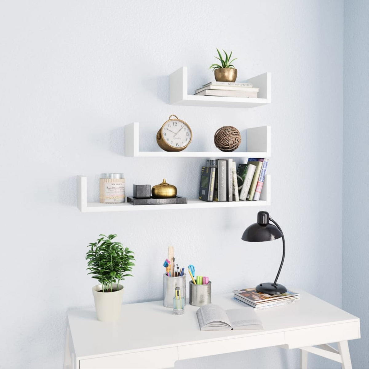 Vidaxl Wall Display Shelf 3 Pcs White Chipboard