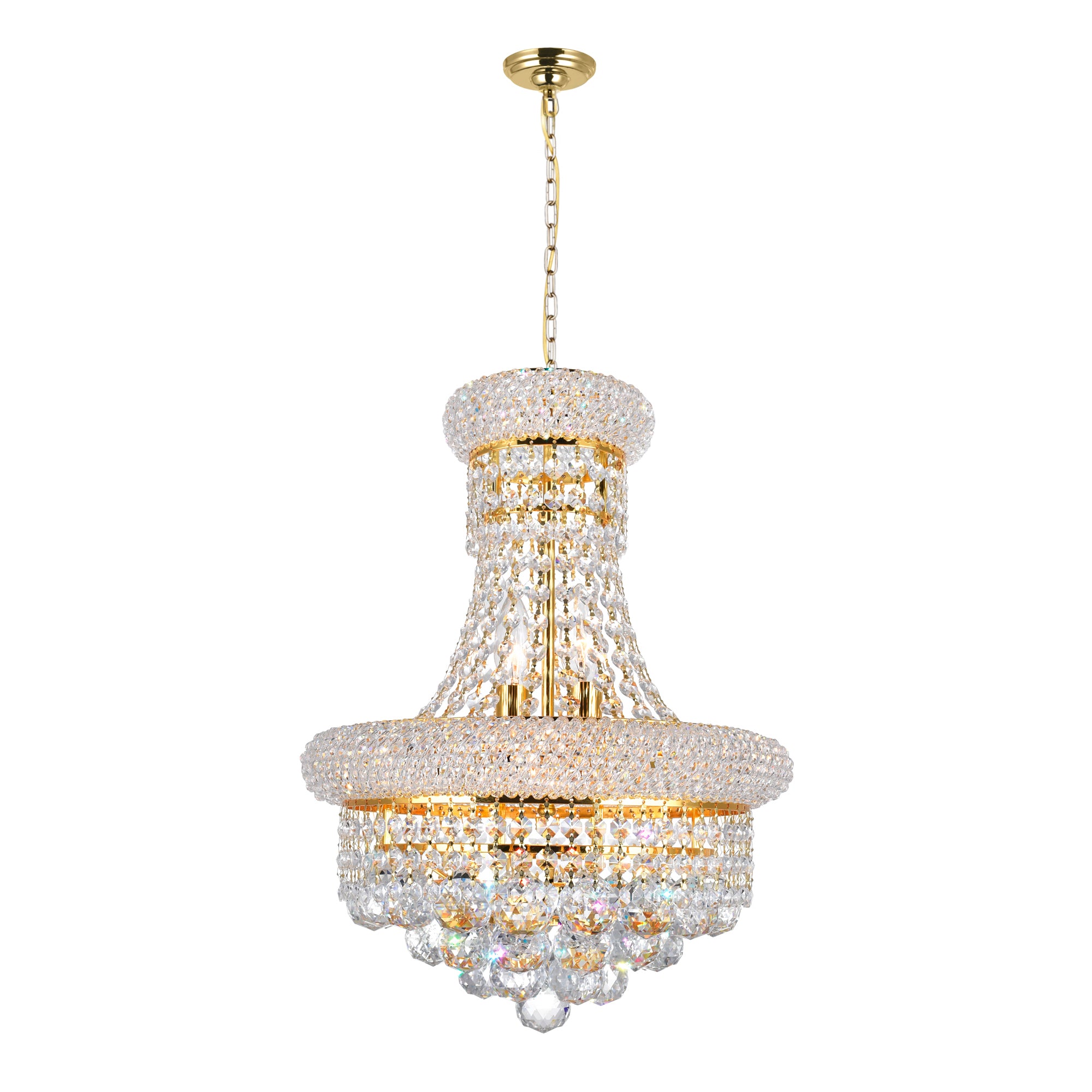 6 Light  Chandelier With Gold Finish