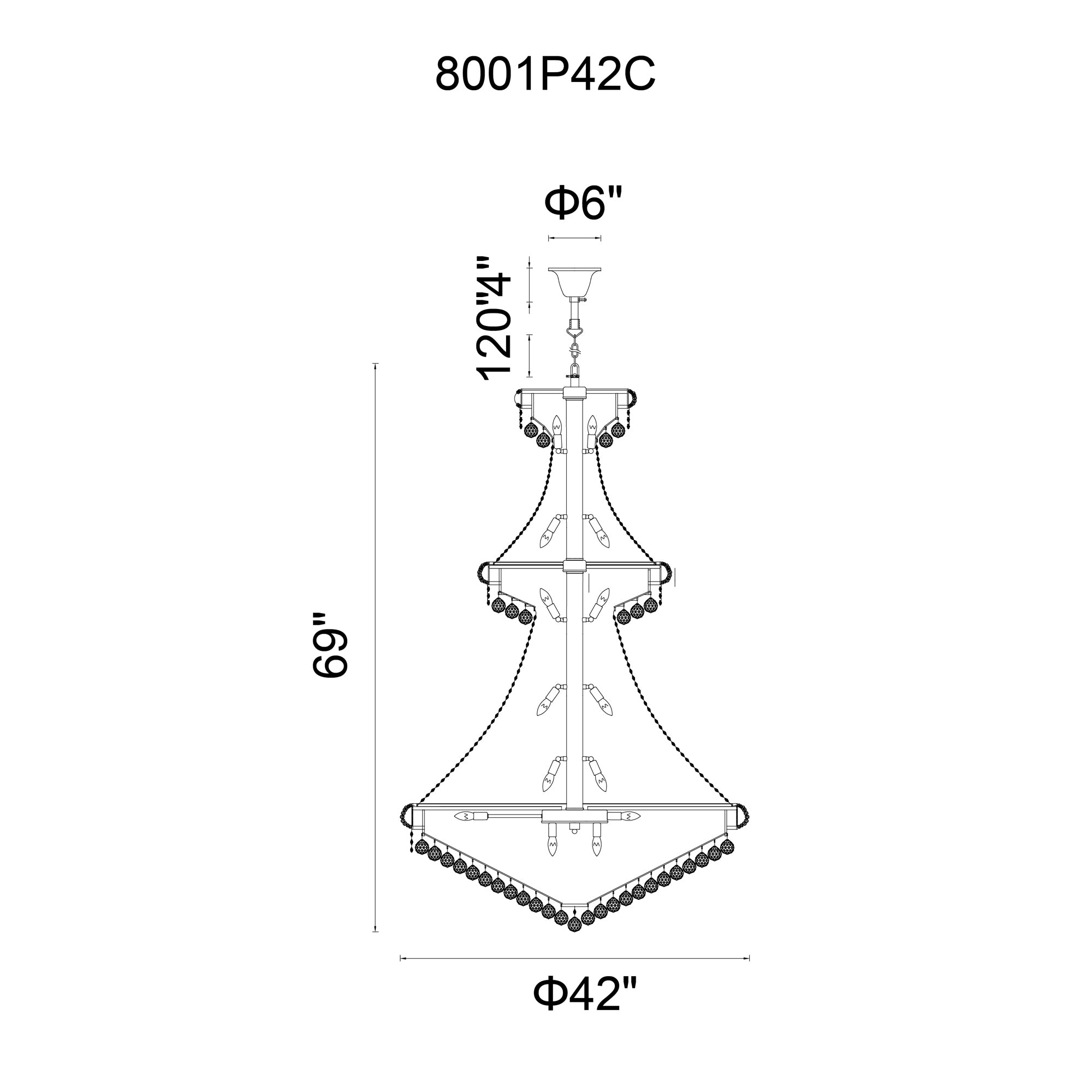 38 Light Down Chandelier With Chrome Finish