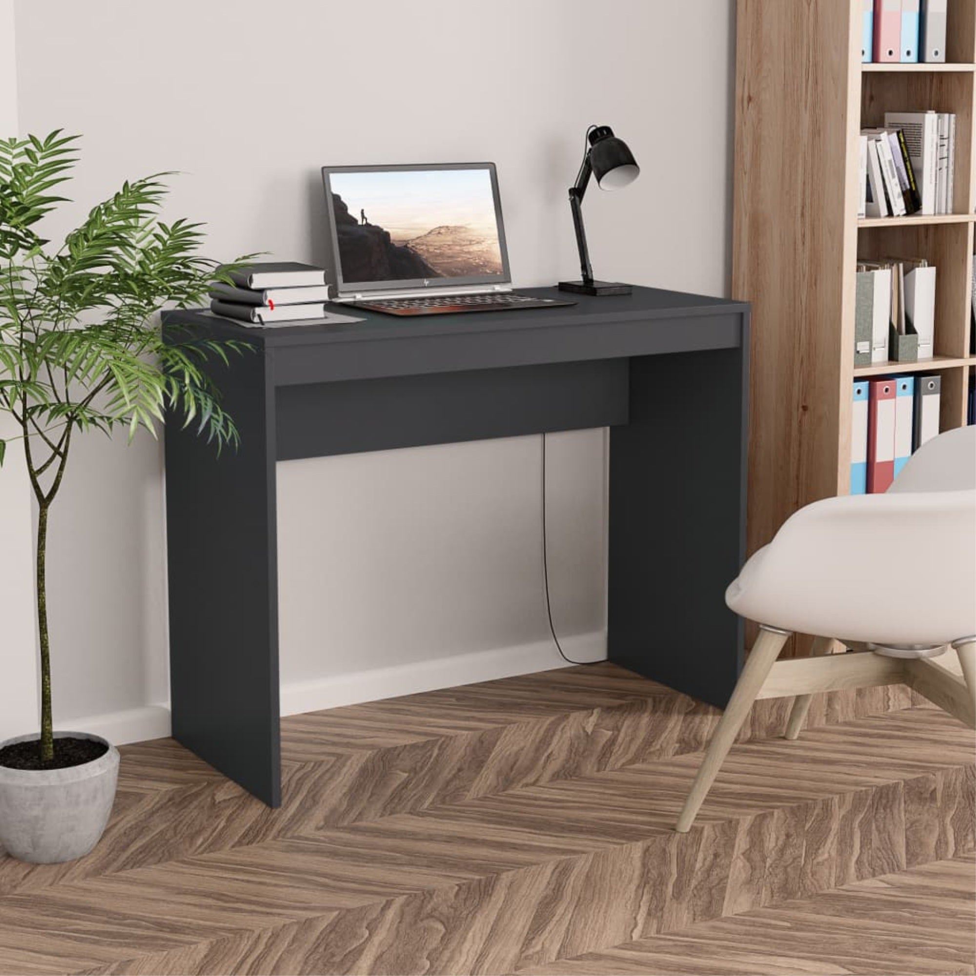 Vidaxl Desk Gray 35.4'X15.7'X28.3' Chipboard
