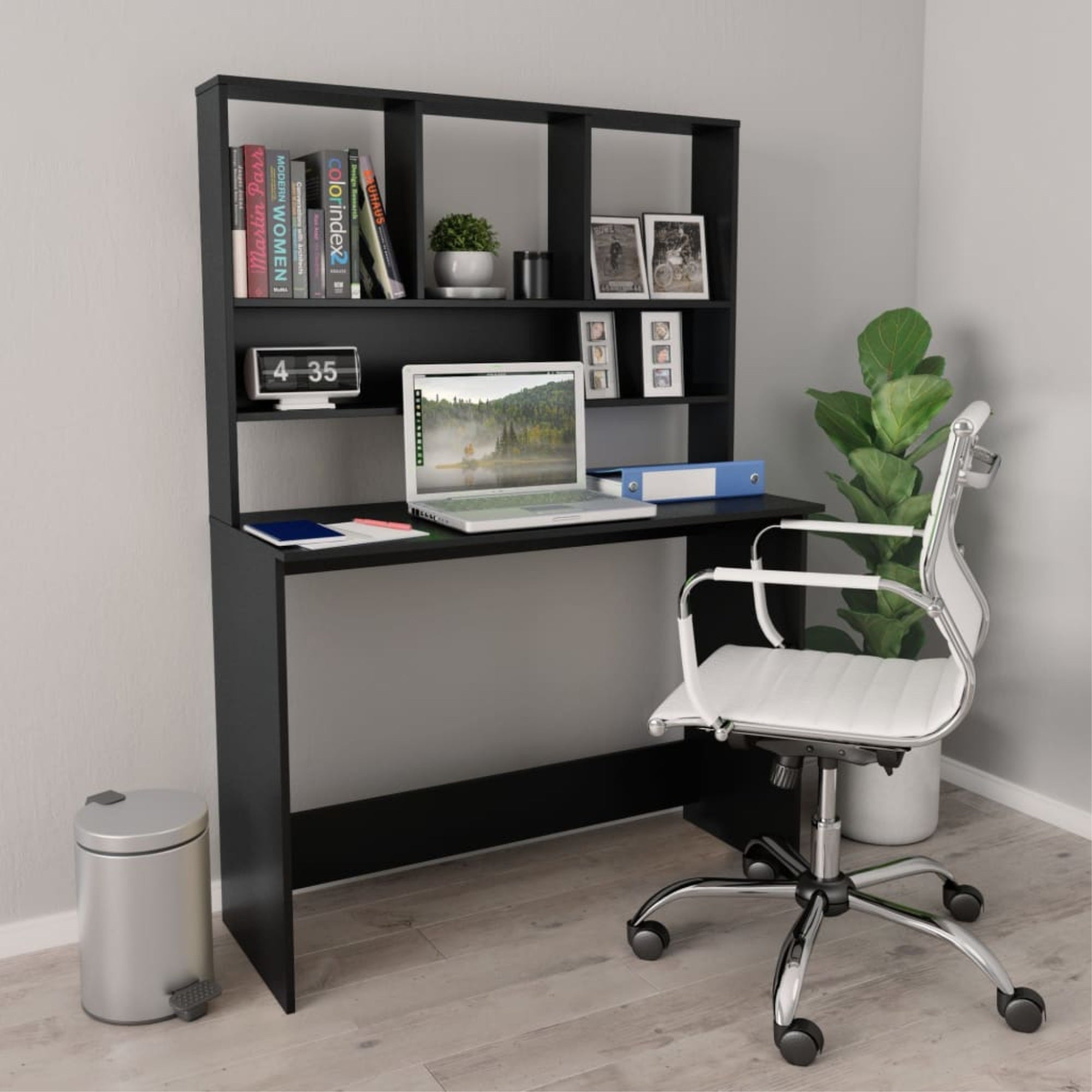 Vidaxl Desk With Shelves Black 43.3'X17.7'X61.8' Chipboard