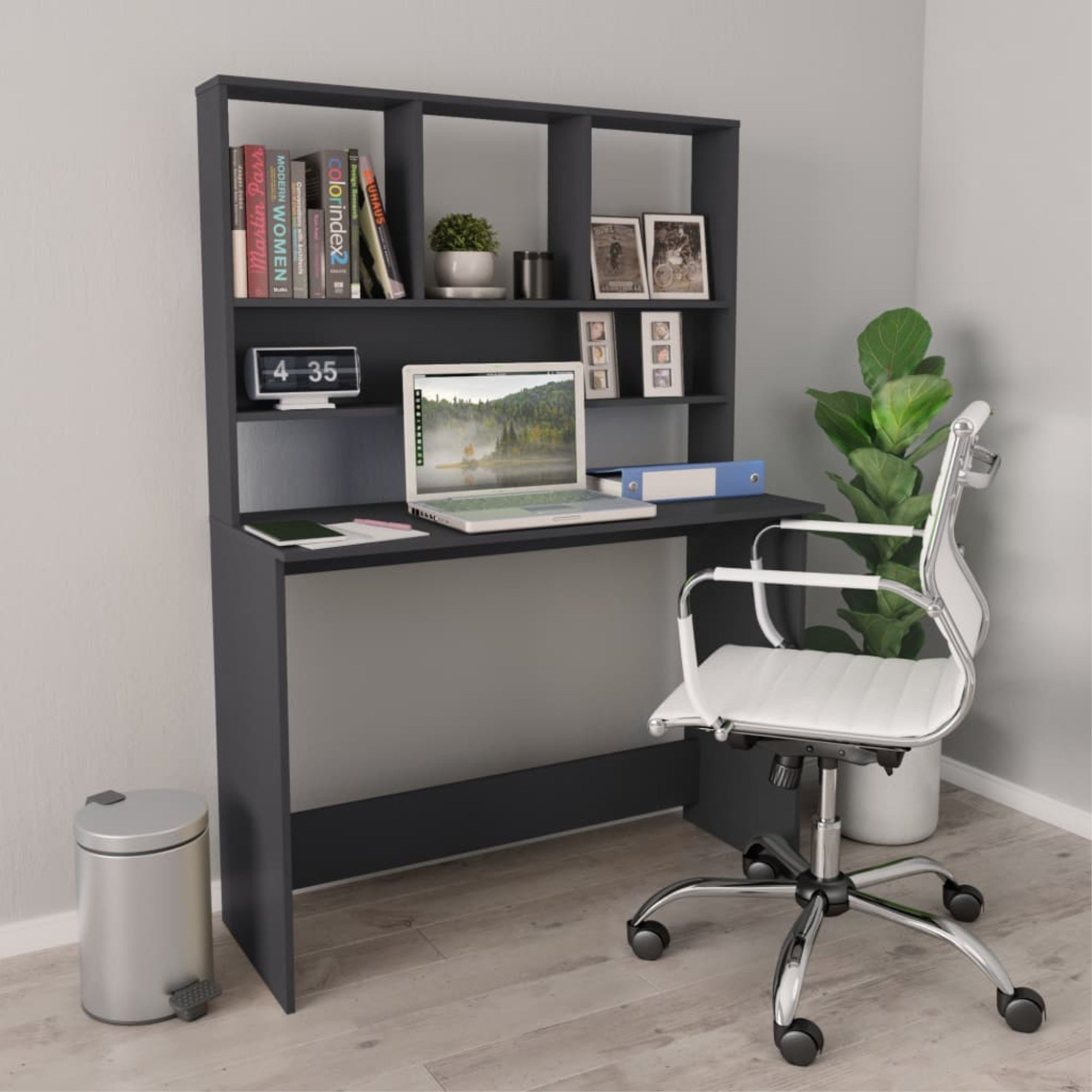 Vidaxl Desk With Shelves Gray 43.3'X17.7'X61.8' Chipboard