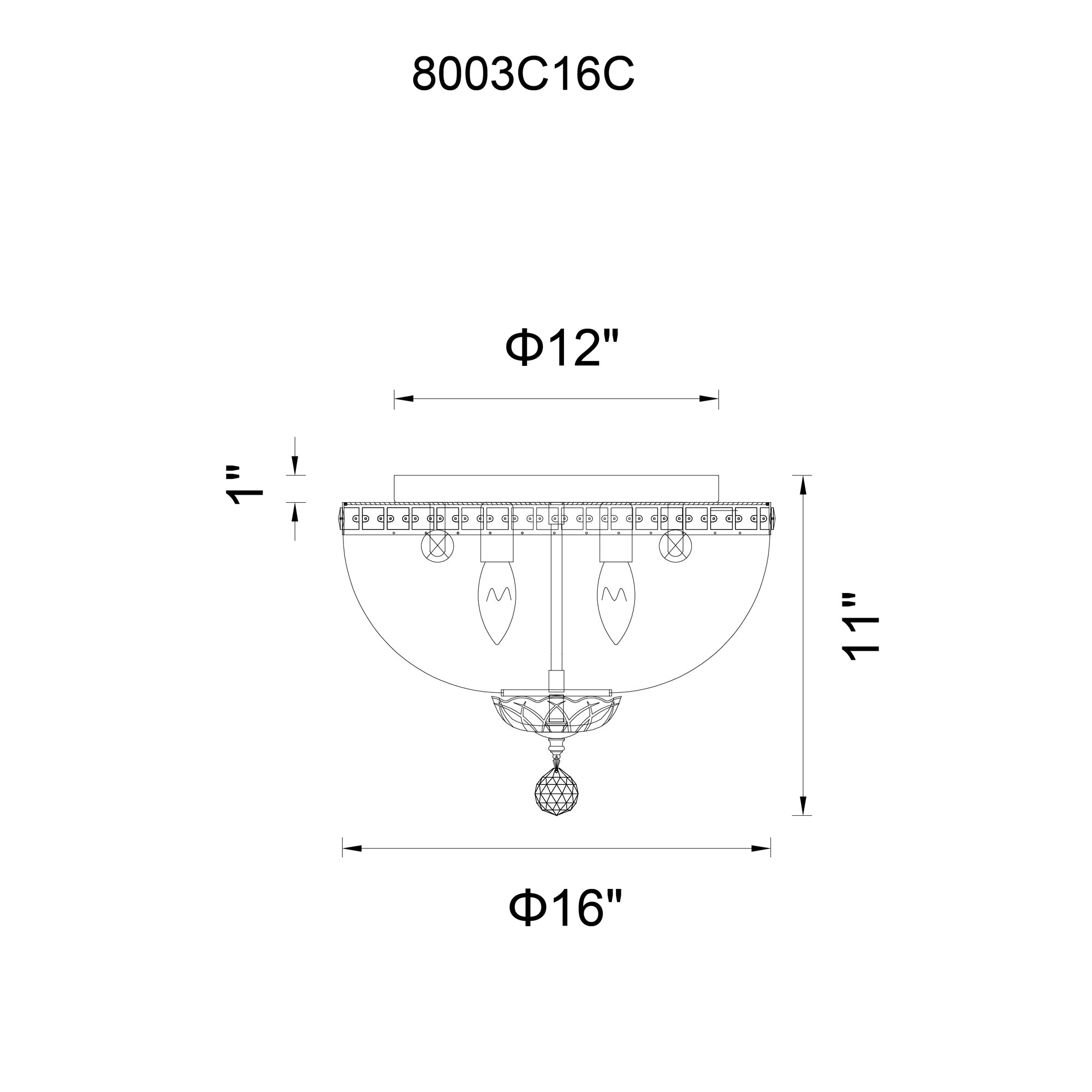 5 Light Bowl Flush Mount With Chrome Finish