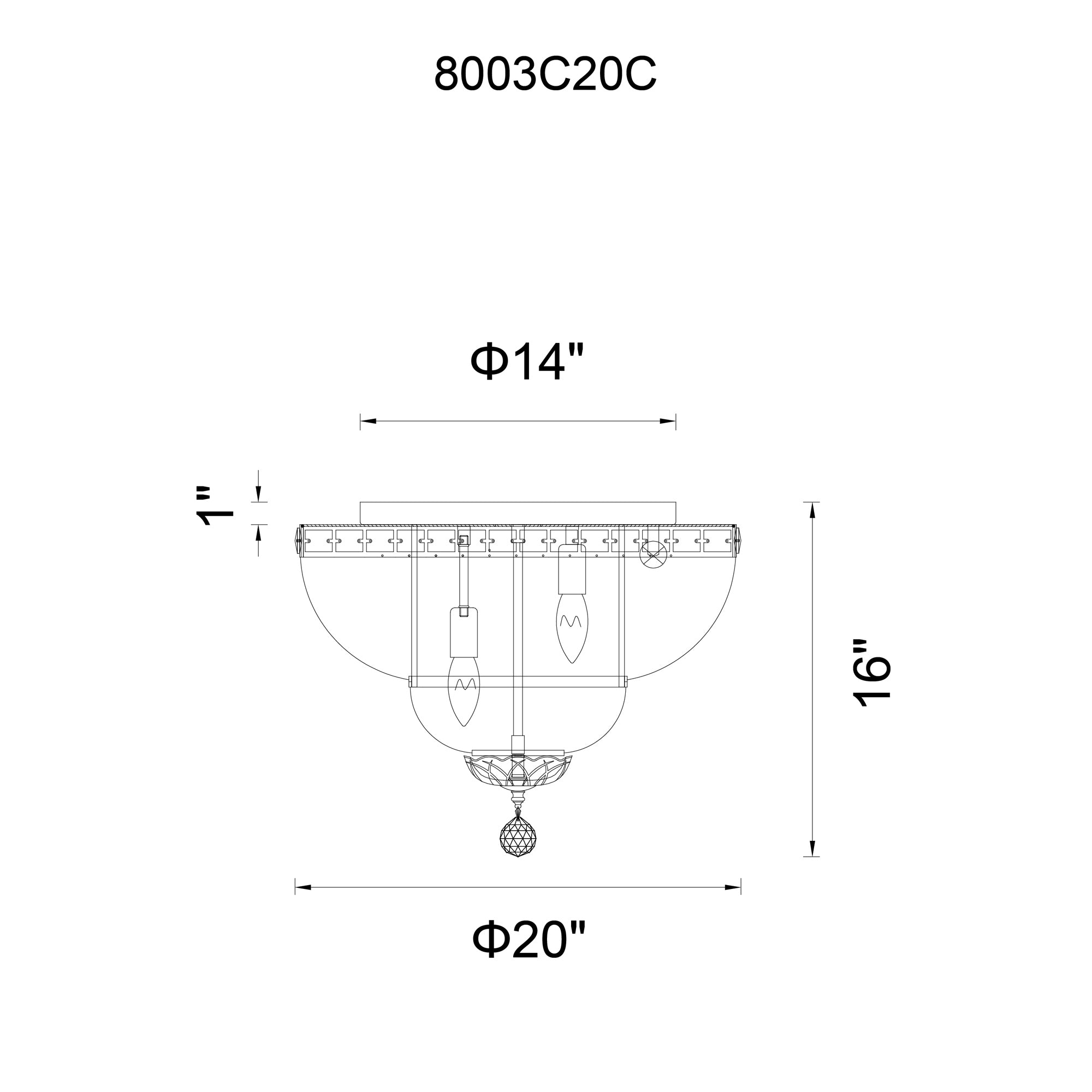 8 Light Bowl Flush Mount With Chrome Finish