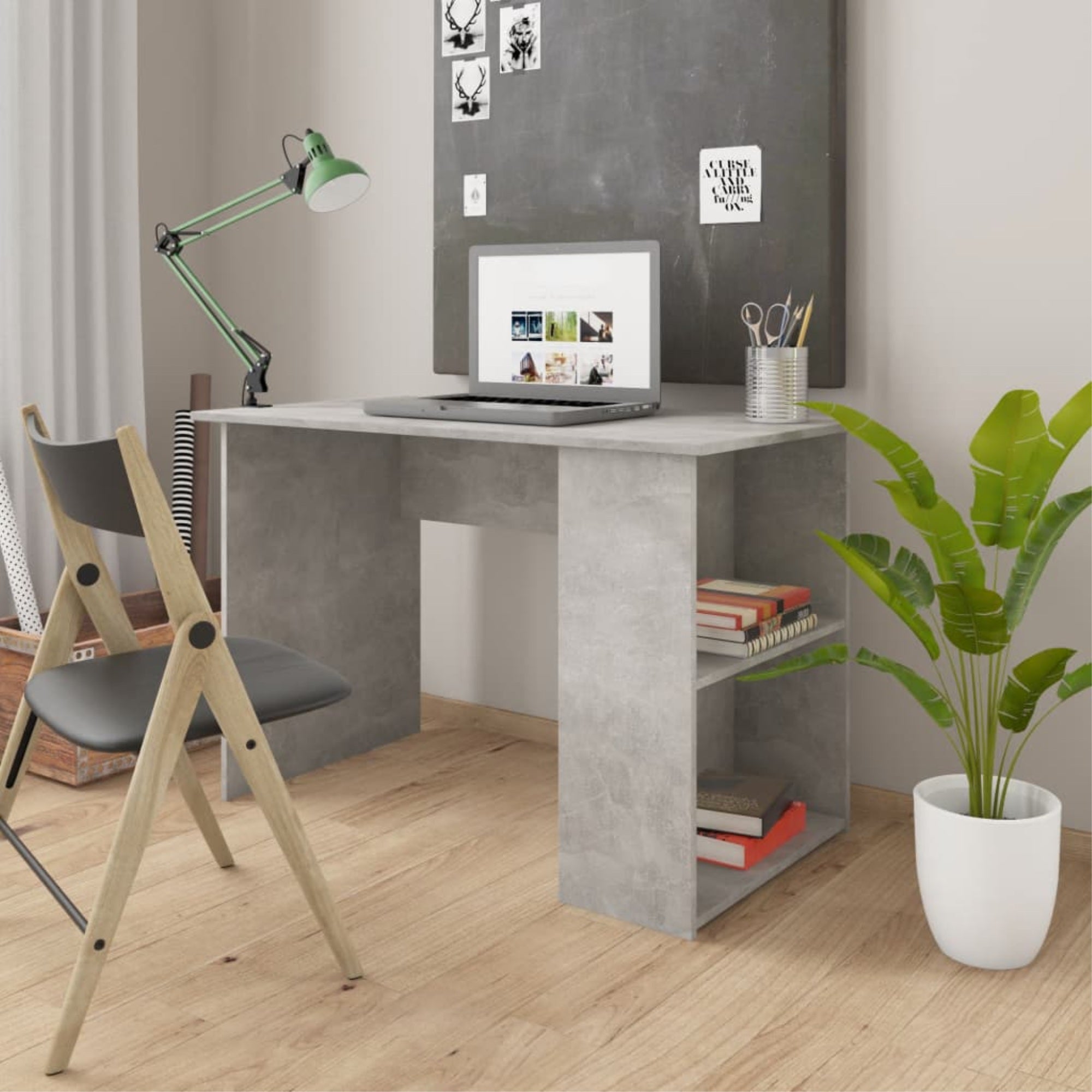 Vidaxl Desk Concrete Gray 43.3'X23.6'X28.7' Chipboard