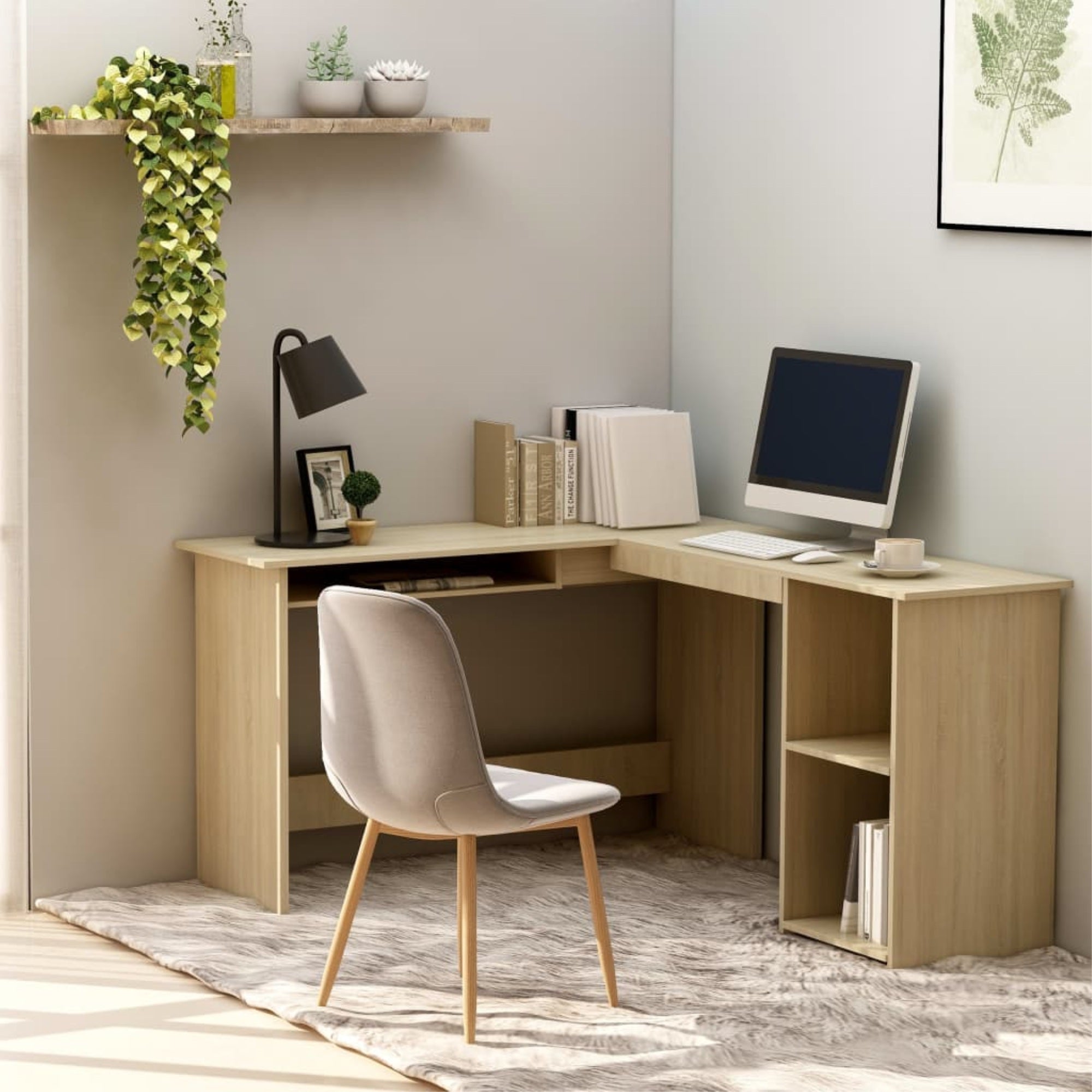 Vidaxl L-Shaped Corner Desk Sonoma Oak 47.2'X55.1'X29.5' Chipboard