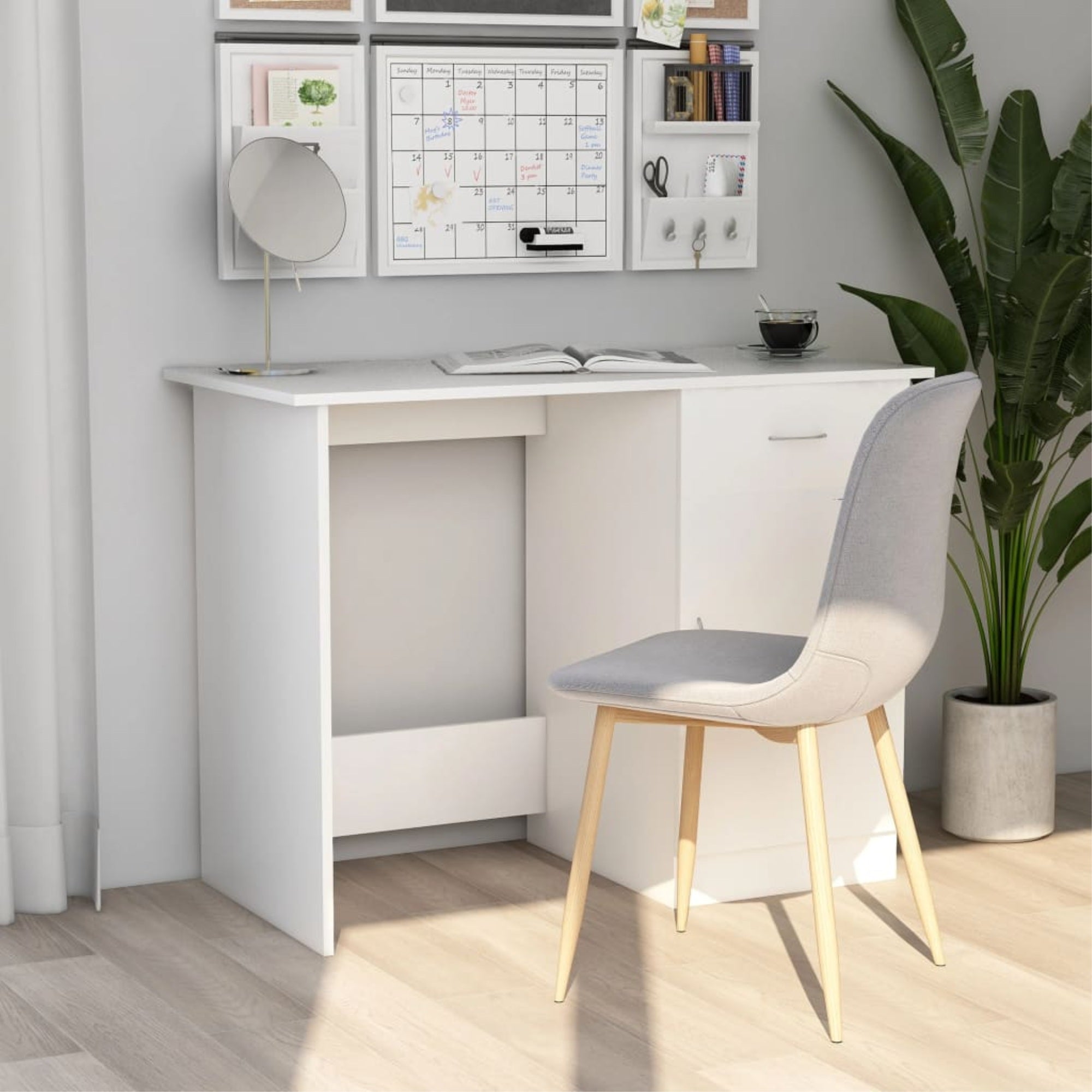 Vidaxl Desk White 39.4'X19.7'X29.9' Chipboard