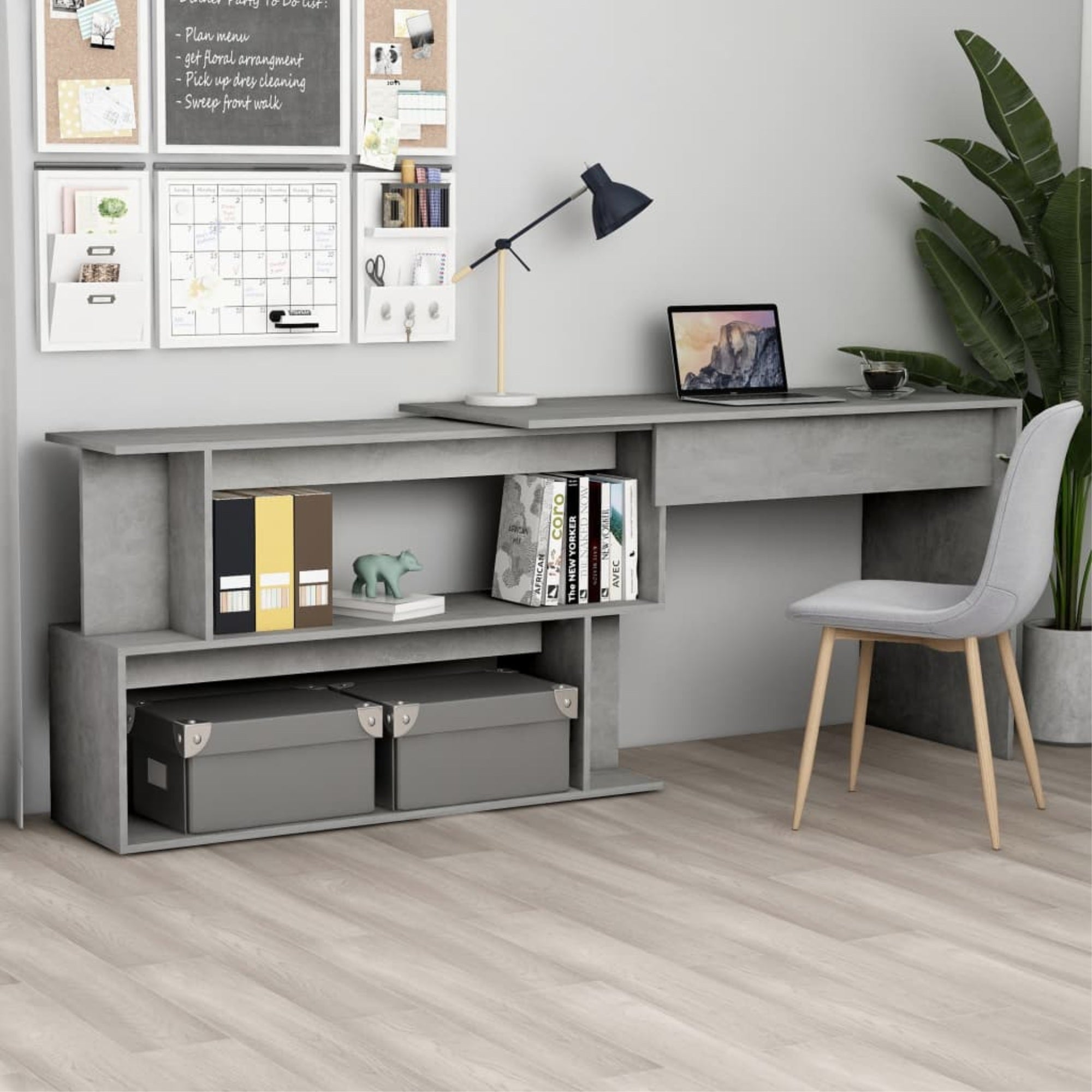 Vidaxl Corner Desk Concrete Gray 47.2'X19.7'X29.9' Chipboard
