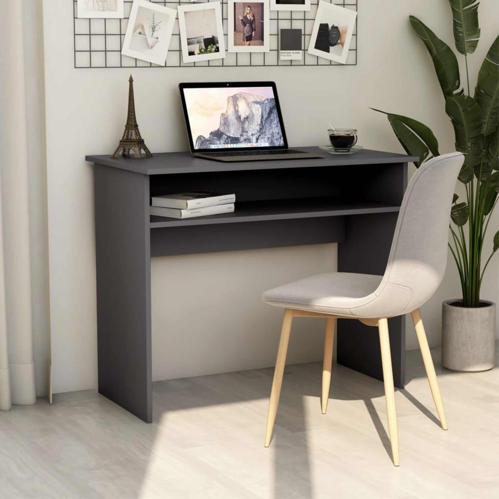 Vidaxl Desk Gray 35.4'X19.6'X29.1'Chipboard