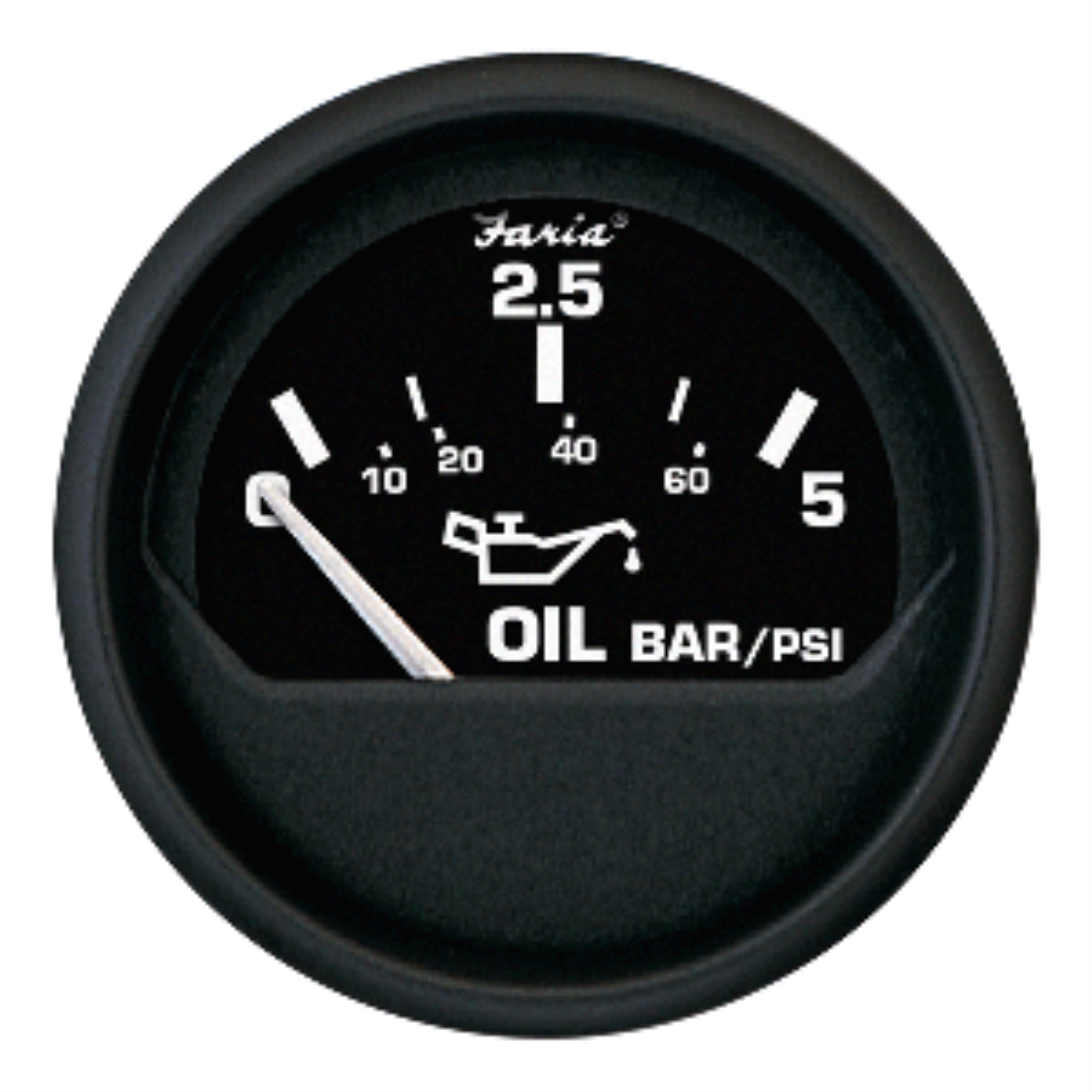 Faria Euro Black 2' Oil Pressure Gauge - Metric (5 Bar)