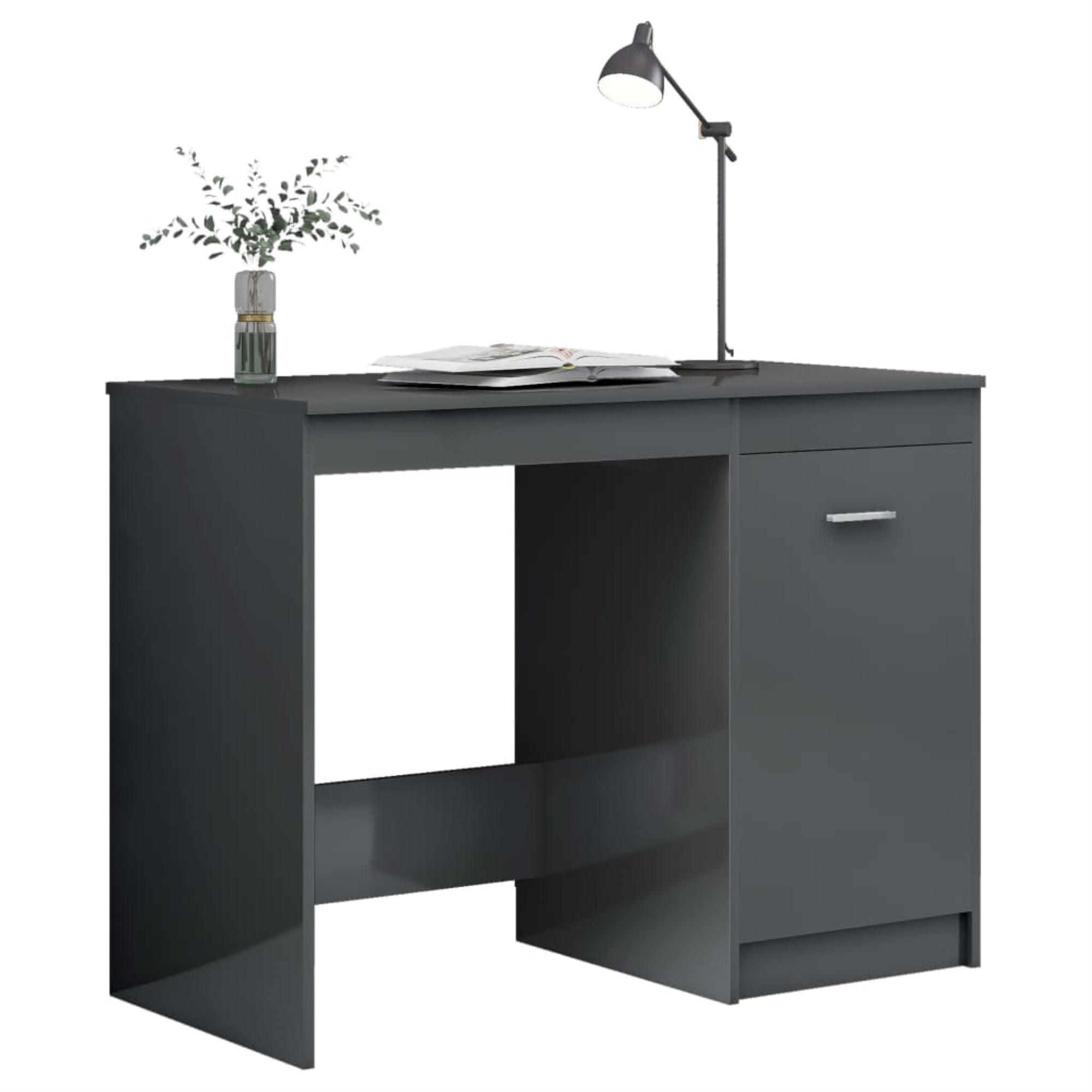 Vidaxl Desk High Gloss Gray 39.4'X19.7'X29.9' Chipboard