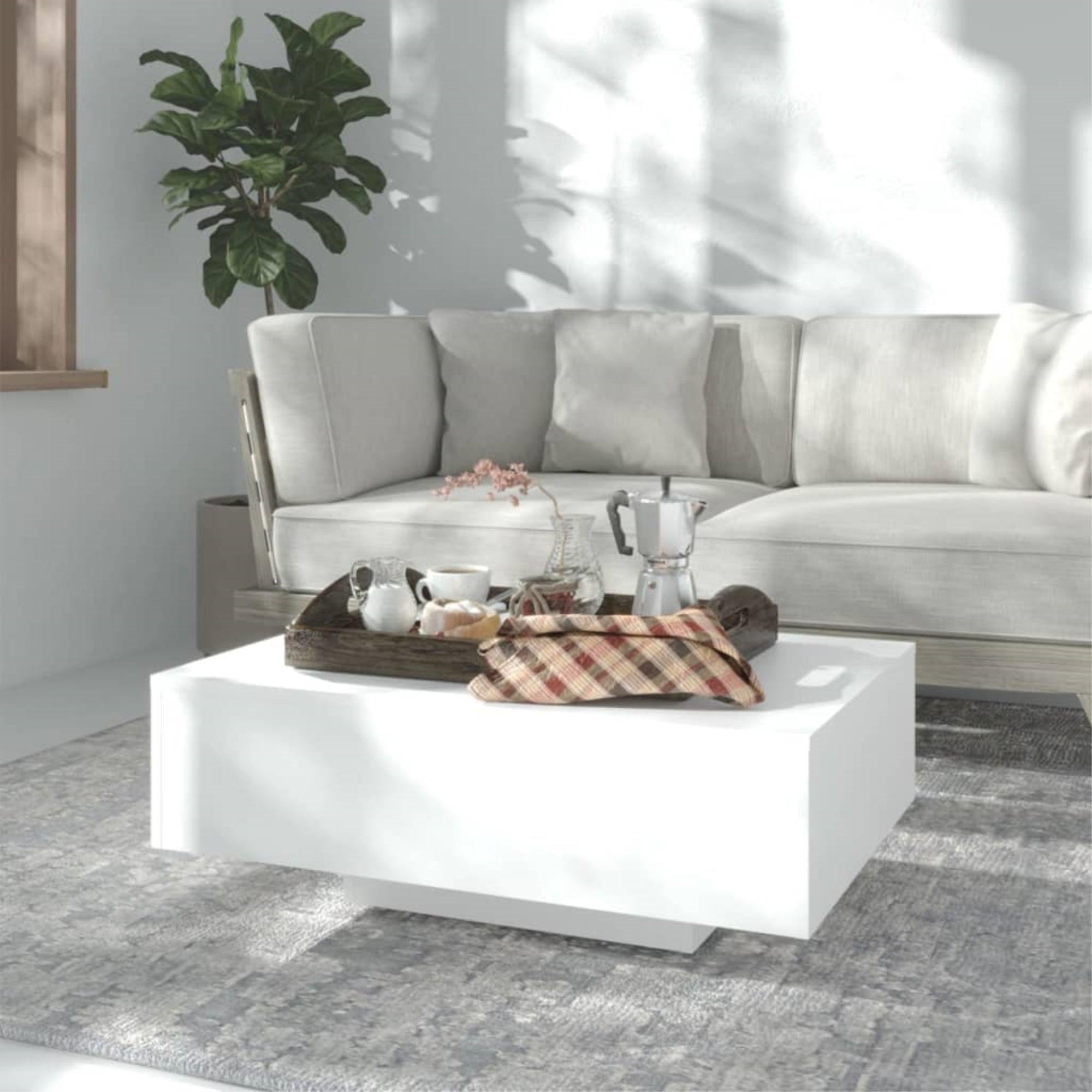 Vidaxl Coffee Table White 33.5'X21.7'X12.2' Chipboard