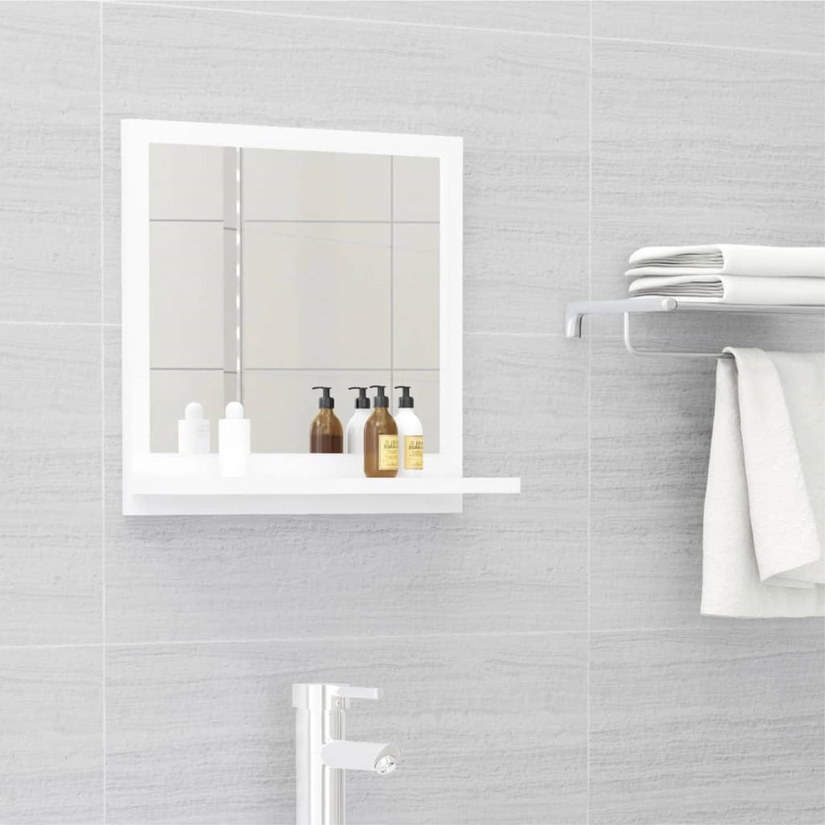 Vidaxl Bathroom Mirror White 15.7'X4.1'X14.6' Chipboard