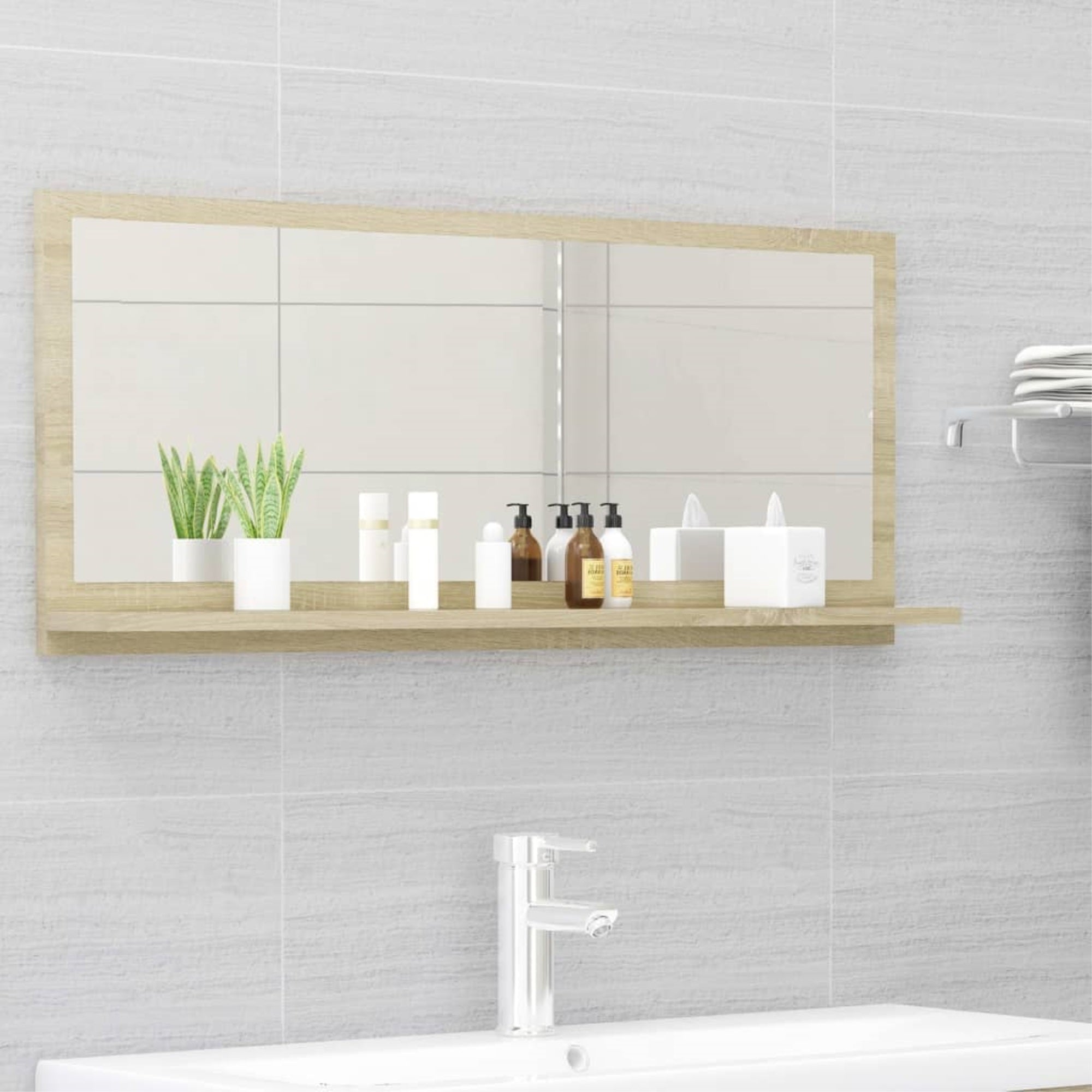 Vidaxl Bathroom Mirror Sonoma Oak 35.4'X4.1'X14.6' Chipboard