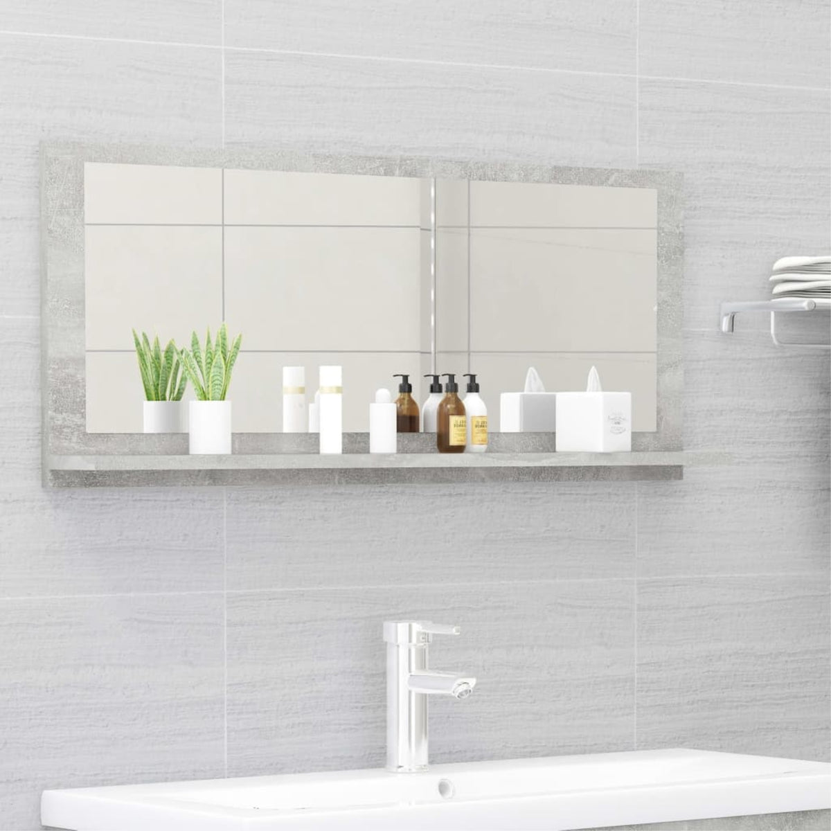 Vidaxl Bathroom Mirror Concrete Gray 35.4'X4.1'X14.6' Chipboard
