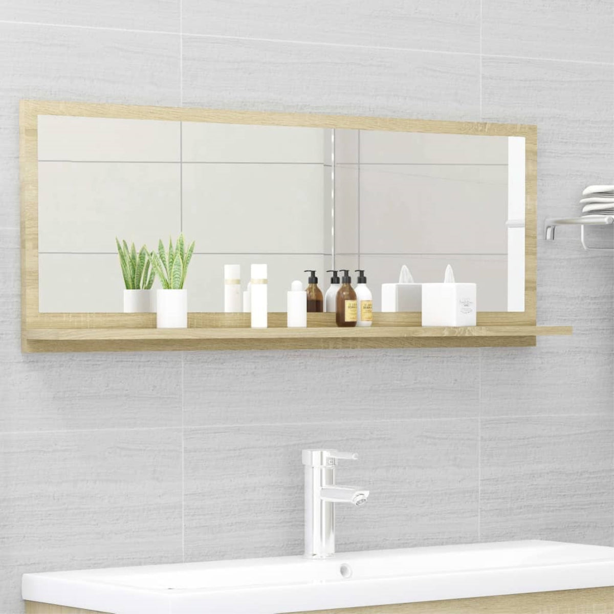 Vidaxl Bathroom Mirror Sonoma Oak 39.4'X4.1'X14.6' Chipboard