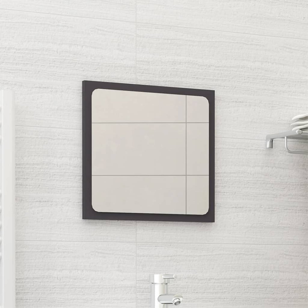 Vidaxl Bathroom Mirror Gray 15.7'X0.6'X14.6' Chipboard
