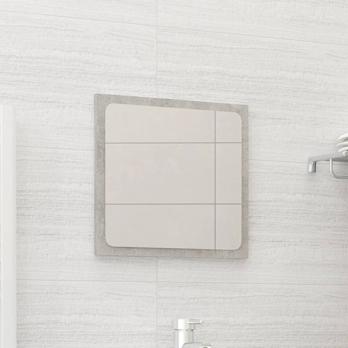 Vidaxl Bathroom Mirror Concrete Gray 15.7'X0.6'X14.6' Chipboard