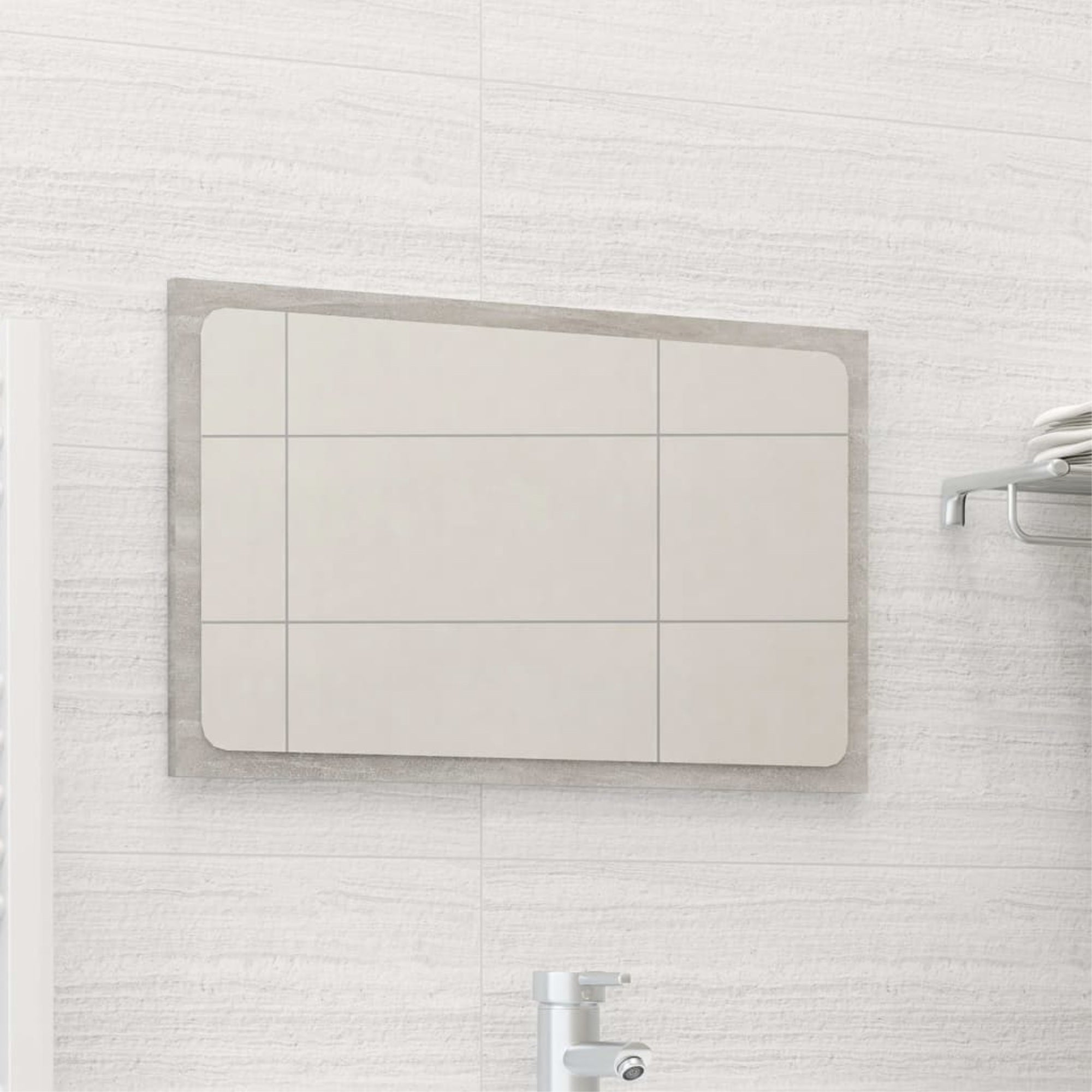 Vidaxl Bathroom Mirror Concrete Gray 23.6'X0.6'X14.6' Chipboard