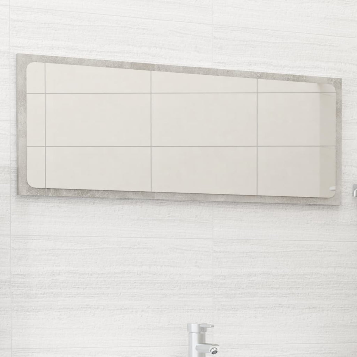 Vidaxl Bathroom Mirror Concrete Gray 35.4'X0.6'X14.6' Chipboard