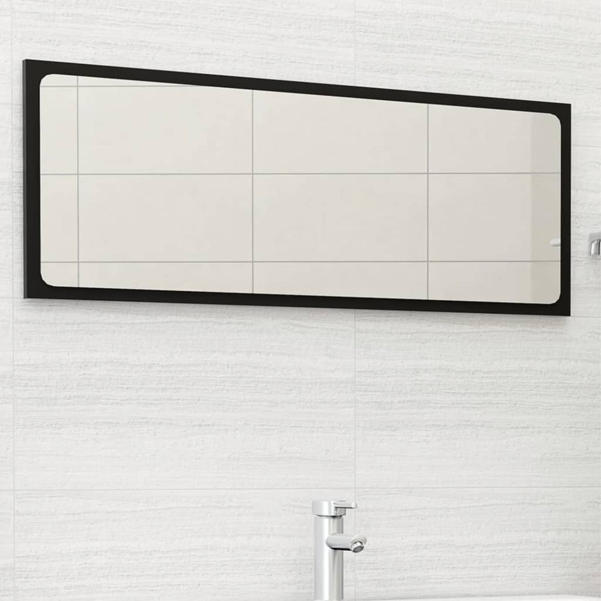 Vidaxl Bathroom Mirror Black 39.4'X0.6'X14.6' Chipboard