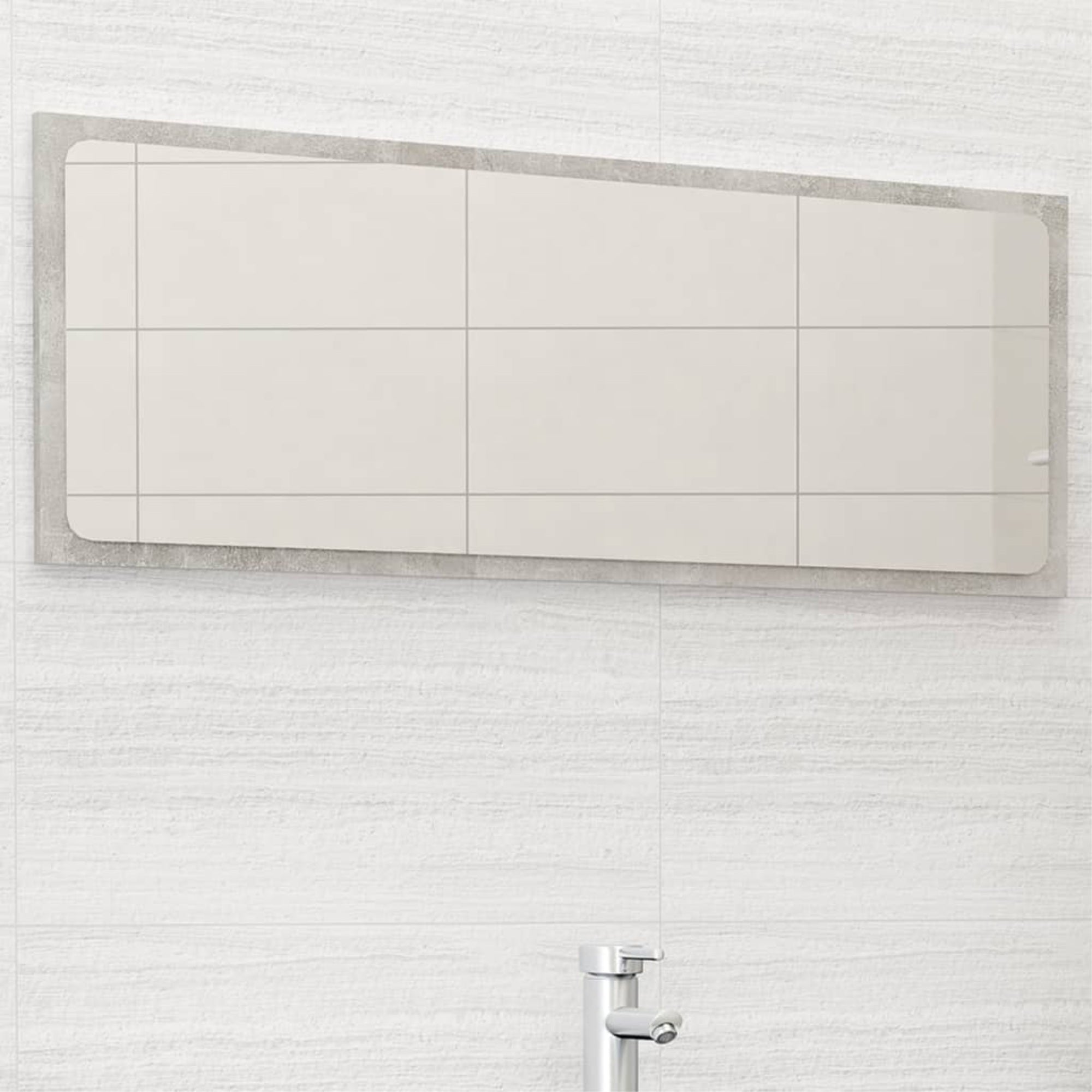 Vidaxl Bathroom Mirror Concrete Gray 39.4'X0.6'X14.6' Chipboard