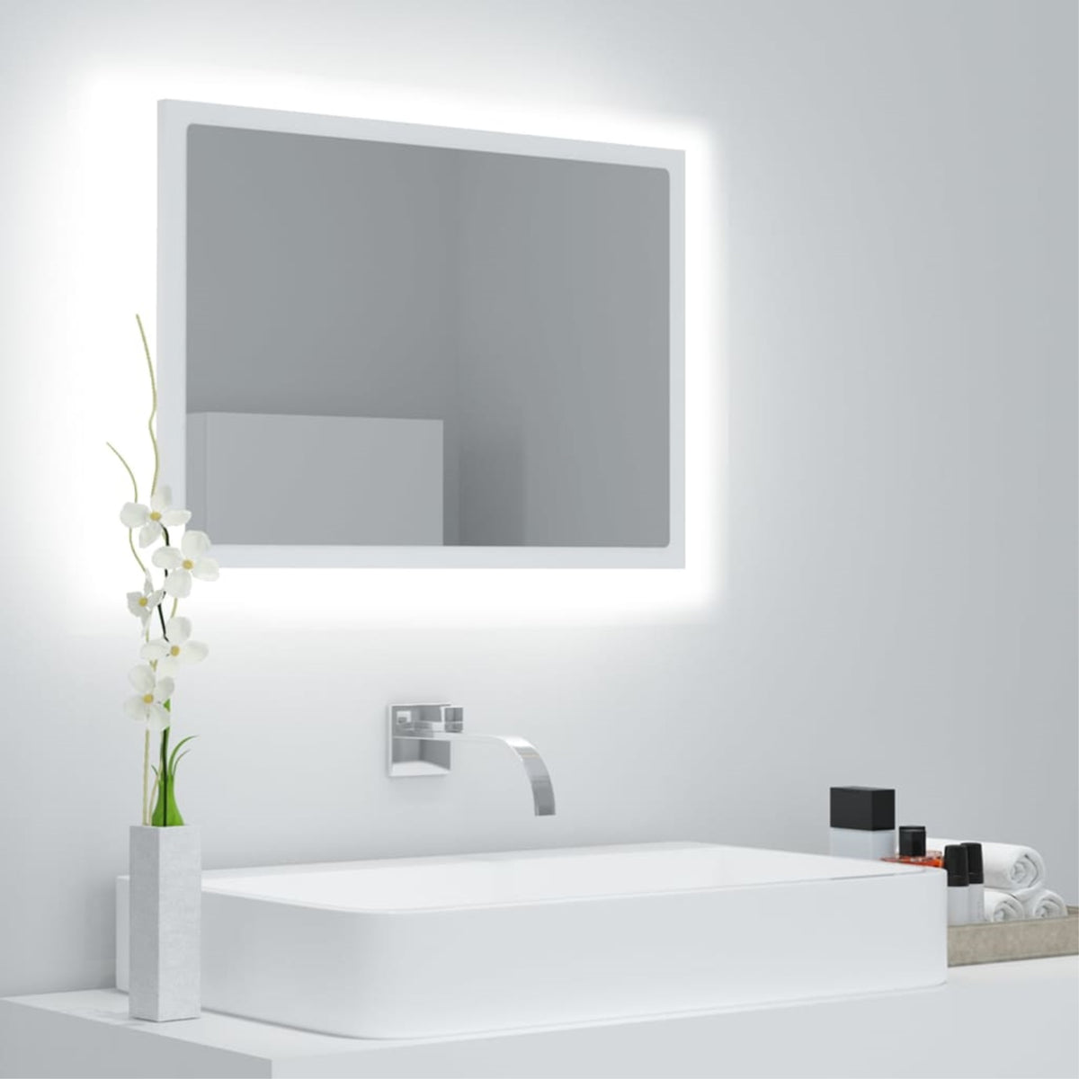 Vidaxl Led Bathroom Mirror White 23.6'X3.3'X14.6' Chipboard