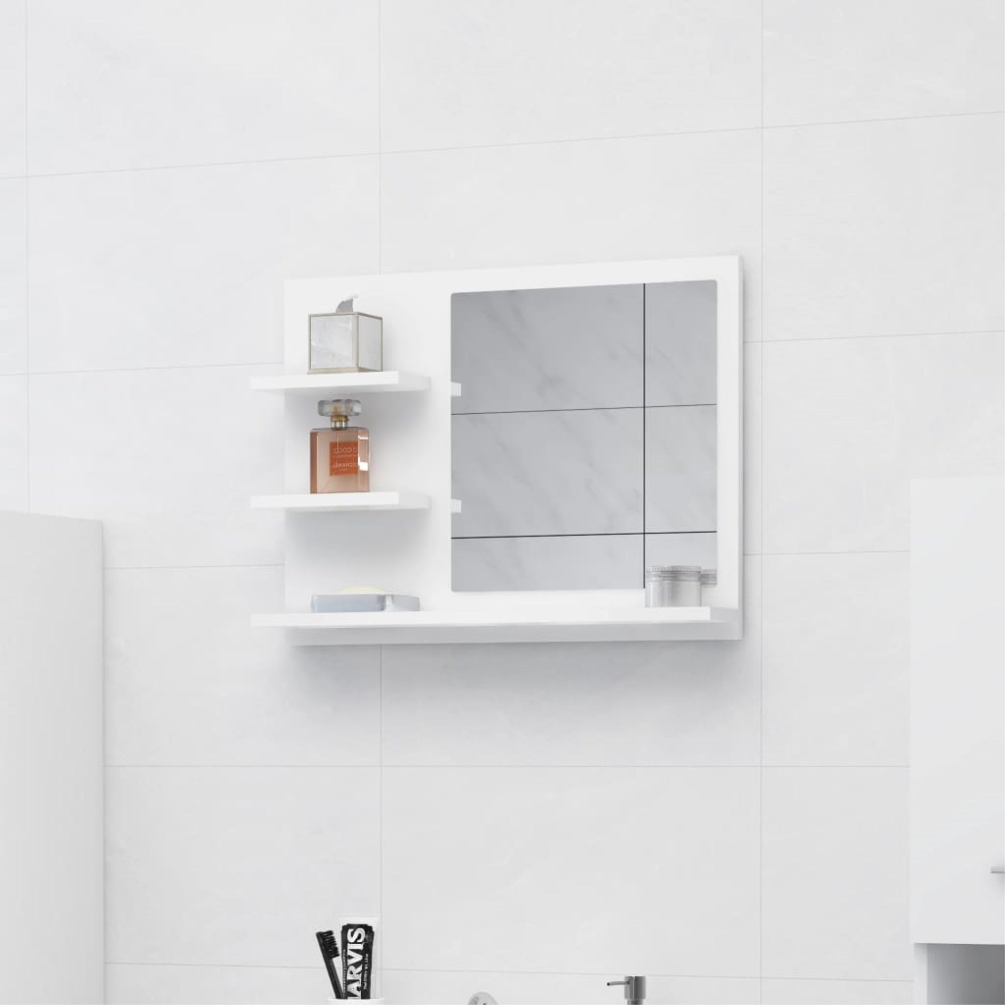 Vidaxl Bathroom Mirror White 23.6'X4.1'X17.7' Chipboard
