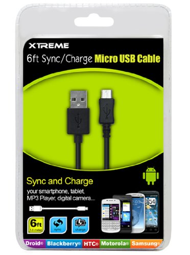 6-Foot Micro Usb Sync & Charge Cable Black