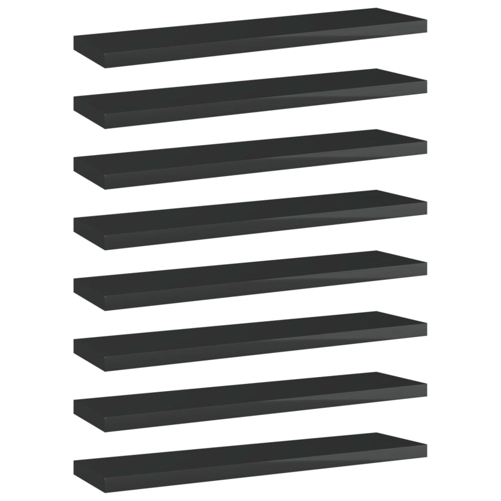 Vidaxl Bookshelf Boards 8 Pcs High Gloss Black 15.7'X3.9'X0.6' Chipboard