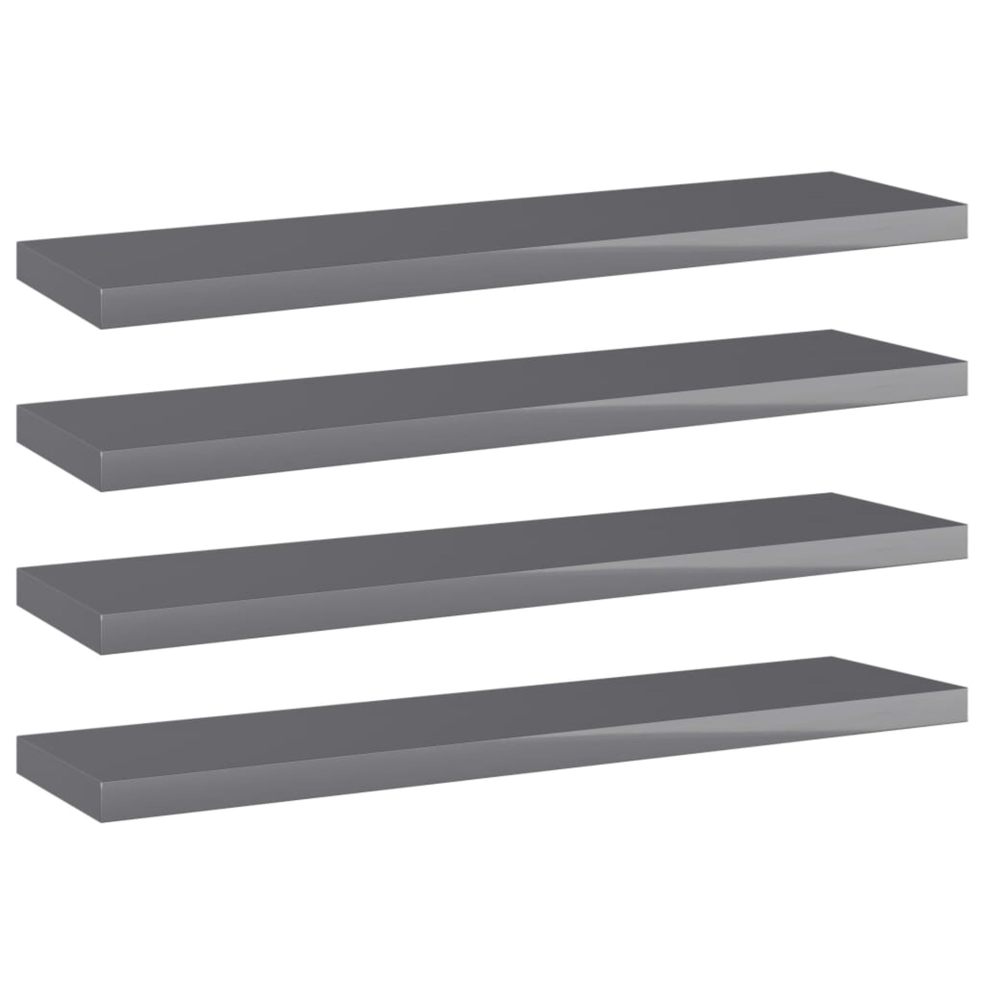 Vidaxl Bookshelf Boards 4 Pcs High Gloss Gray 15.7'X3.9'X0.6' Chipboard