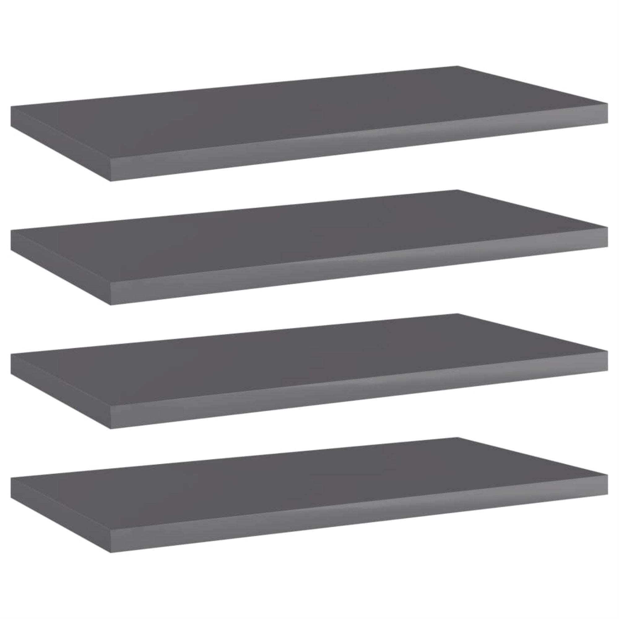 Vidaxl Bookshelf Boards 4 Pcs High Gloss Gray 15.7'X7.9'X0.6' Chipboard