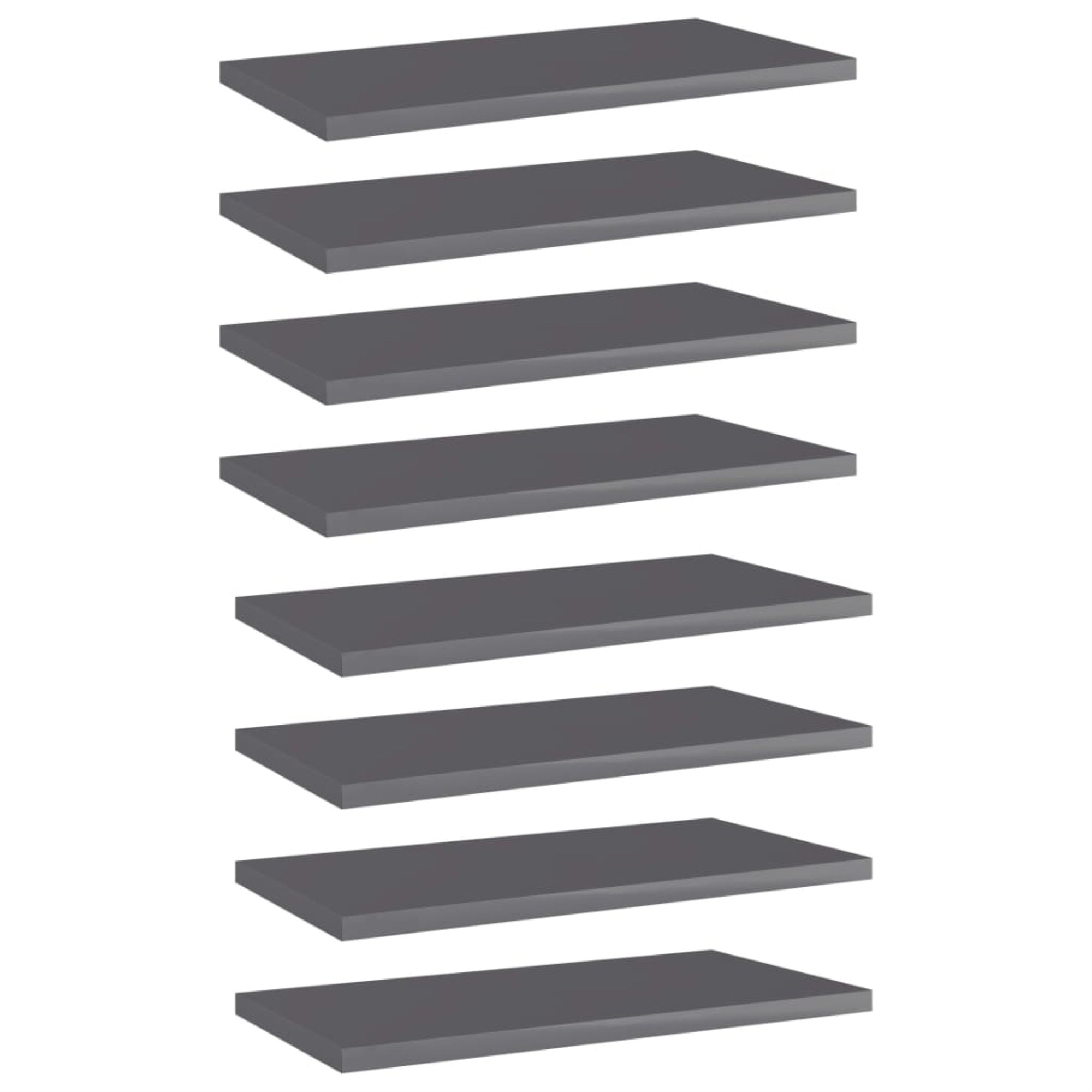 Vidaxl Bookshelf Boards 8 Pcs High Gloss Gray 15.7'X7.9'X0.6' Chipboard