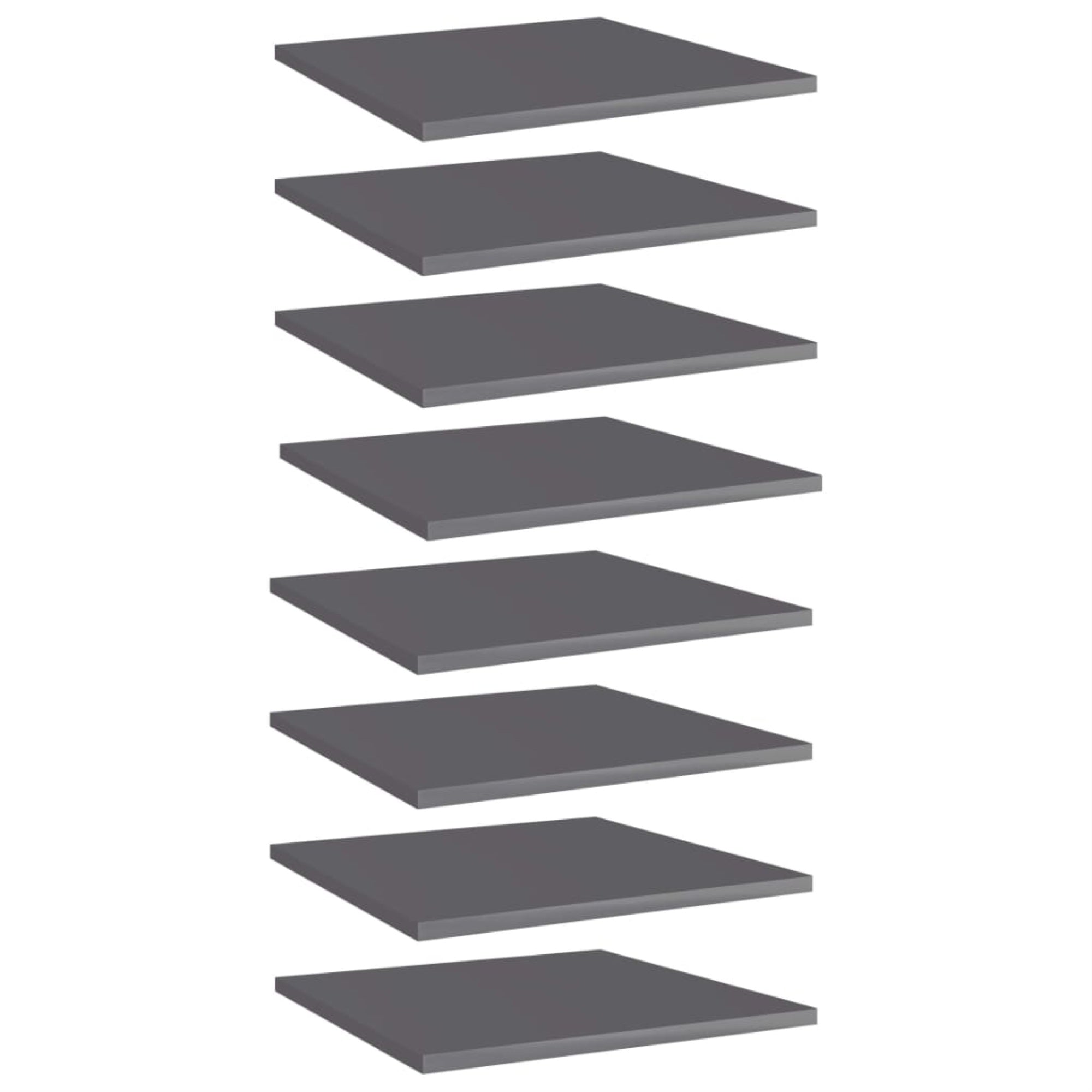 Vidaxl Bookshelf Boards 8 Pcs High Gloss Gray 15.7'X15.7'X0.6' Chipboard