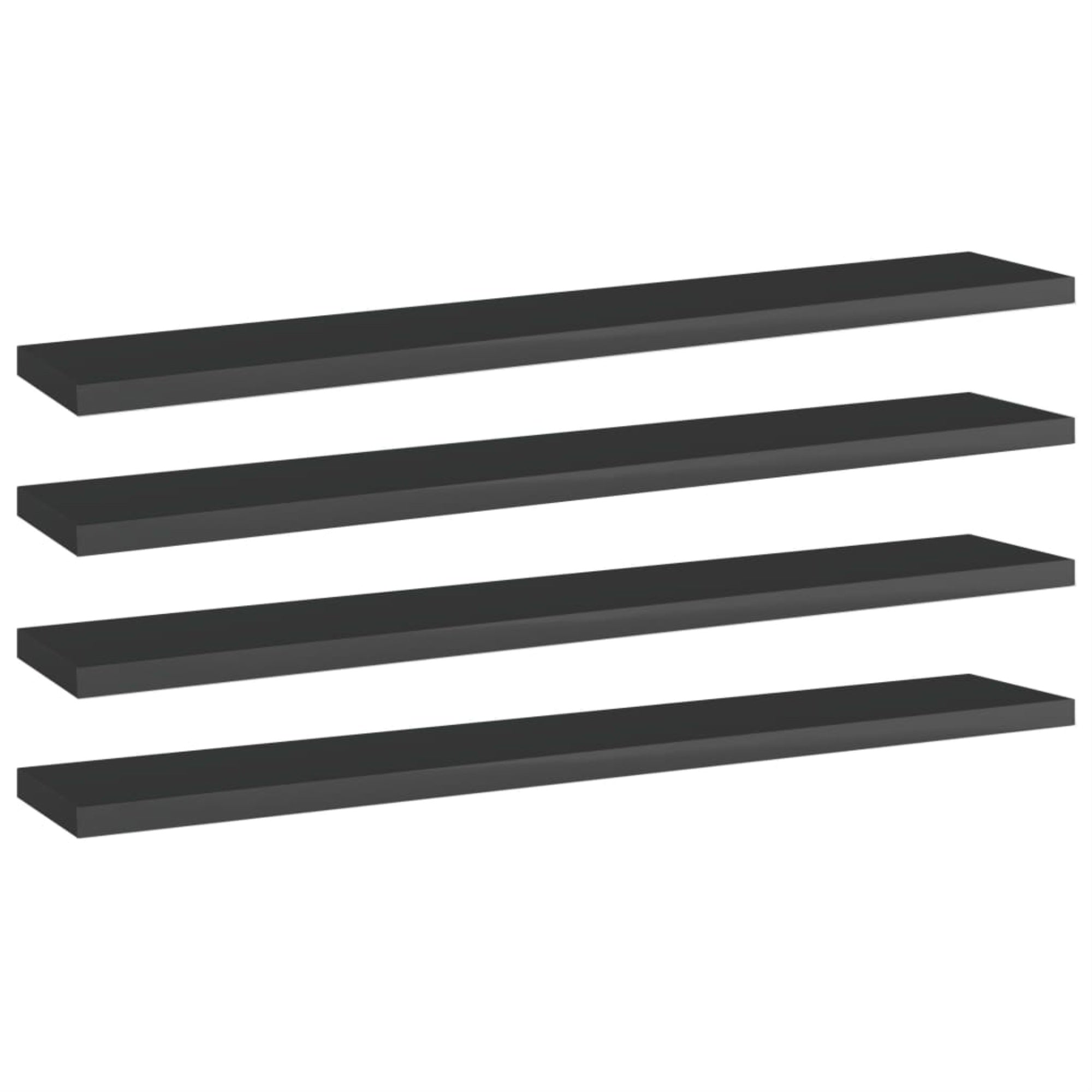 Vidaxl Bookshelf Boards 4 Pcs High Gloss Black 23.6'X3.9'X0.6' Chipboard