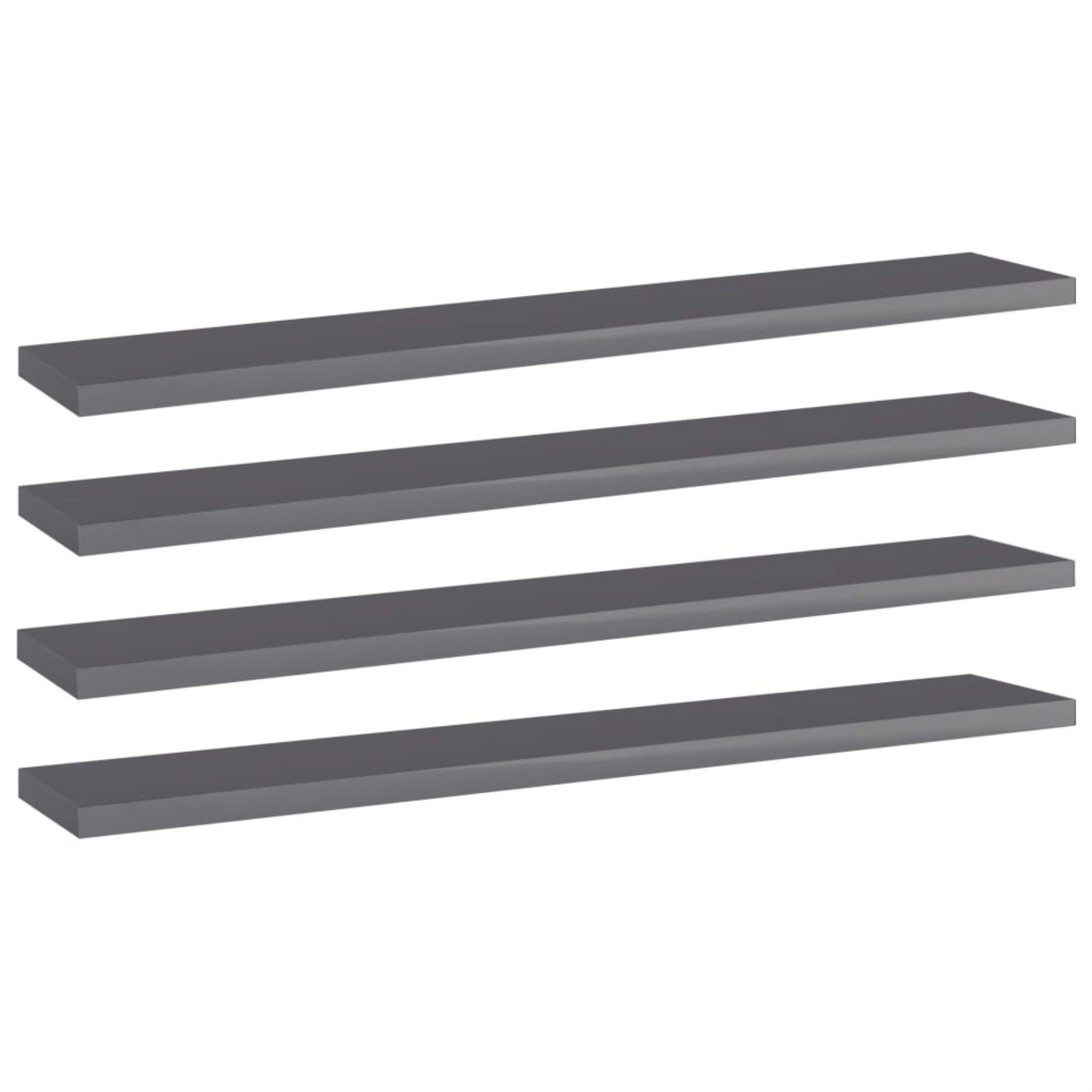 Vidaxl Bookshelf Boards 4 Pcs High Gloss Gray 23.6'X3.9'X0.6' Chipboard