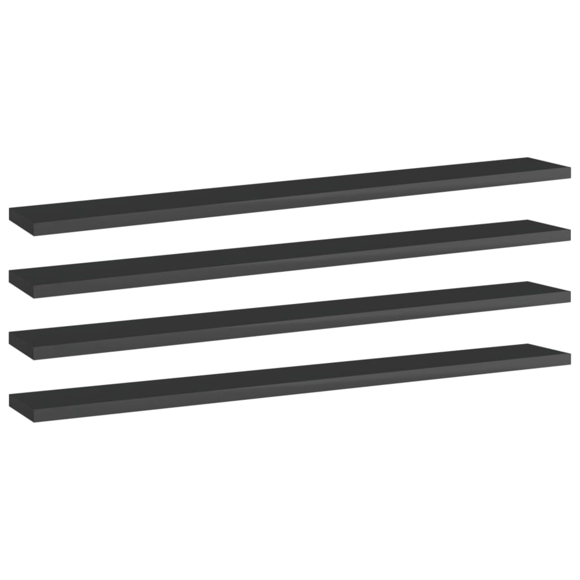 Vidaxl Bookshelf Boards 4 Pcs High Gloss Black 31.5'X3.9'X0.6' Chipboard