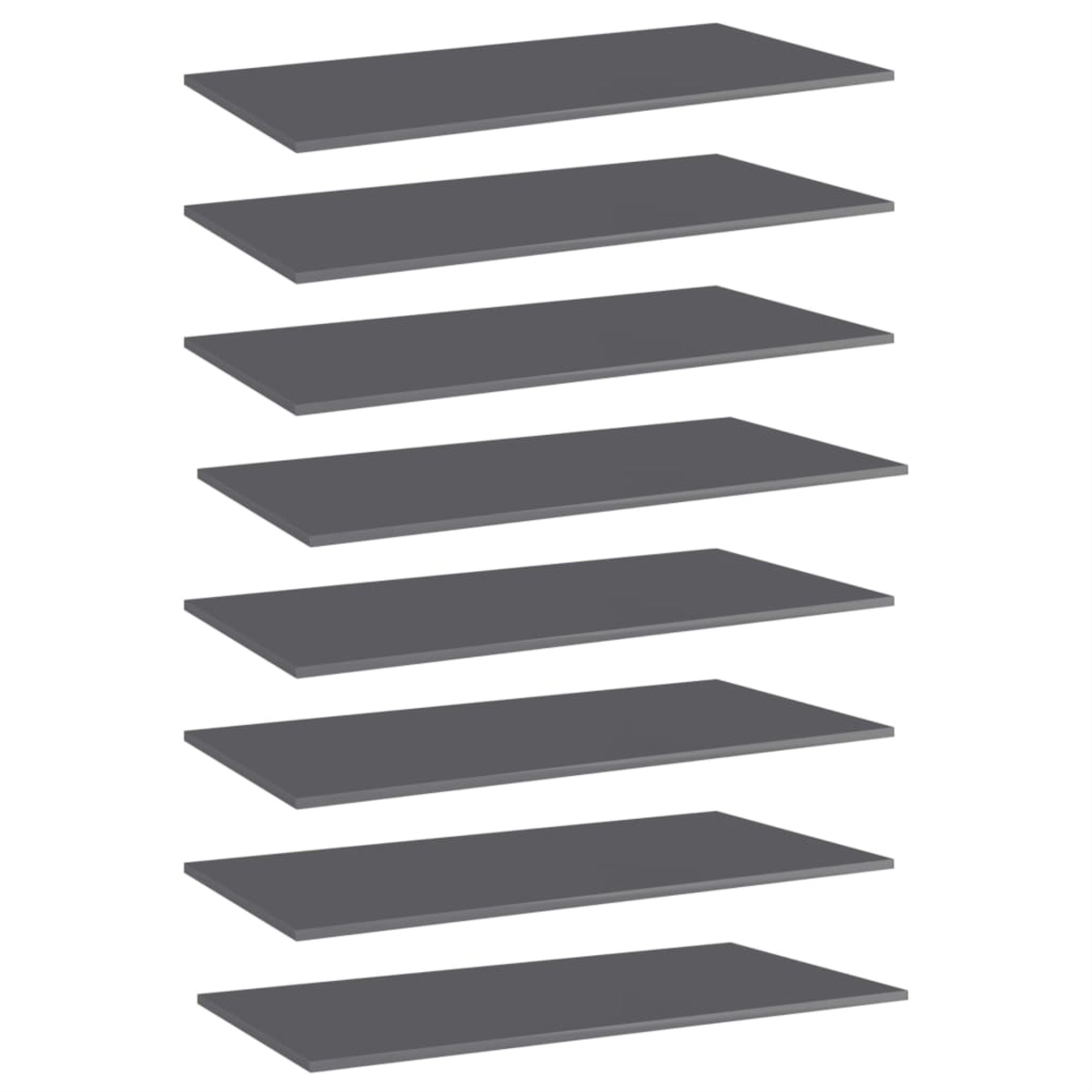 Vidaxl Bookshelf Boards 8 Pcs High Gloss Gray 31.5'X7.9'X0.6' Chipboard
