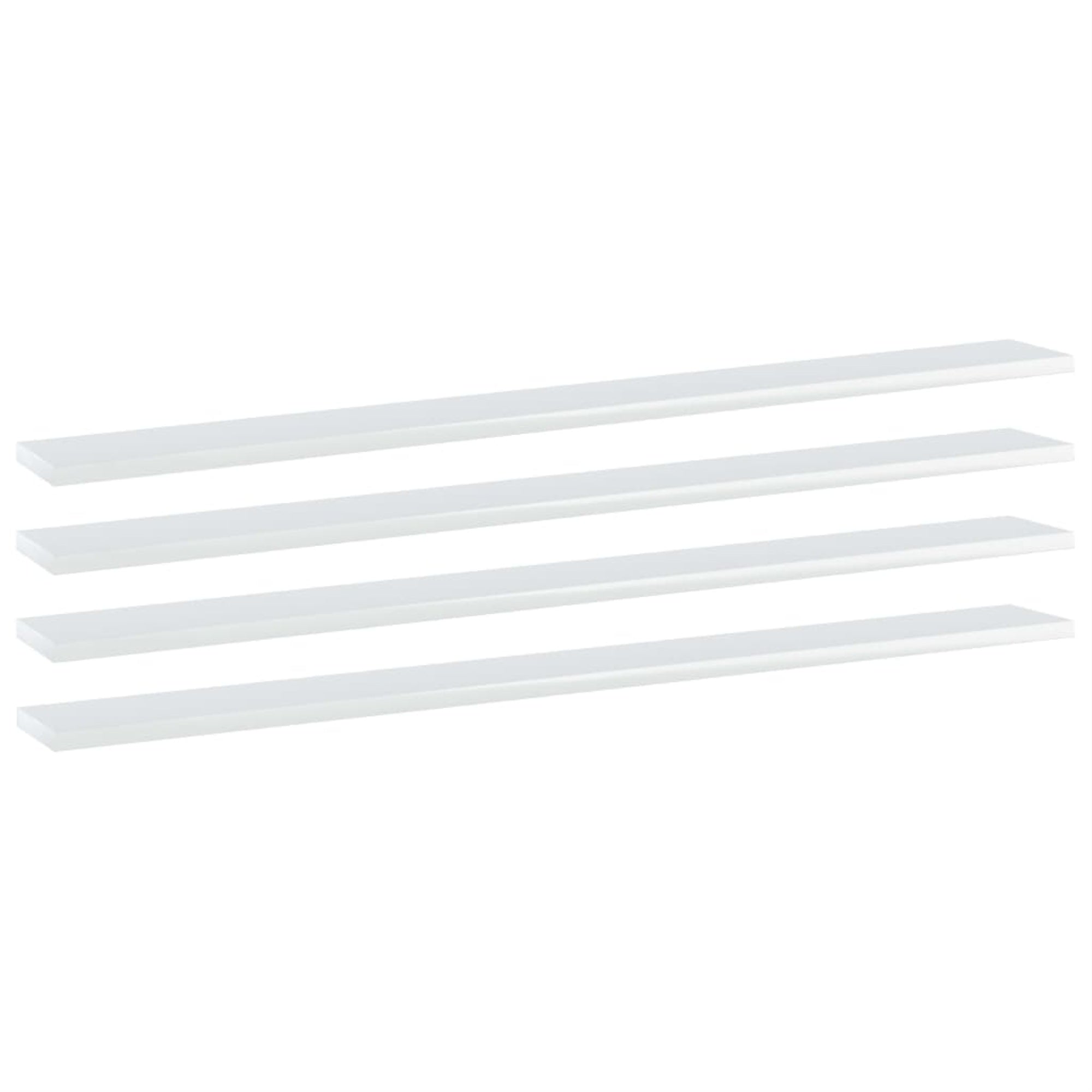 Vidaxl Bookshelf Boards 4 Pcs High Gloss White 39.4'X3.9'X0.6' Chipboard
