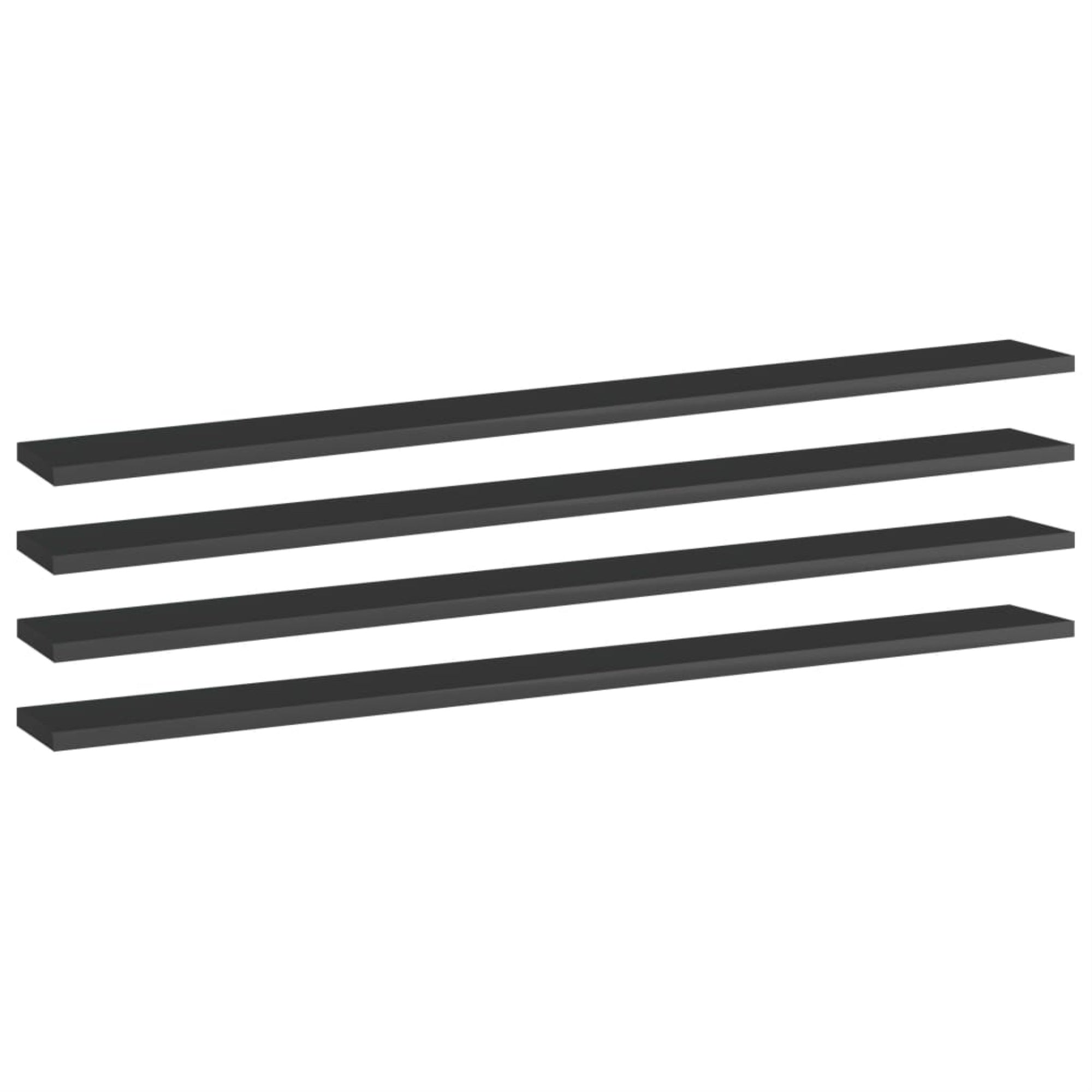 Vidaxl Bookshelf Boards 4 Pcs High Gloss Black 39.4'X3.9'X0.6' Chipboard